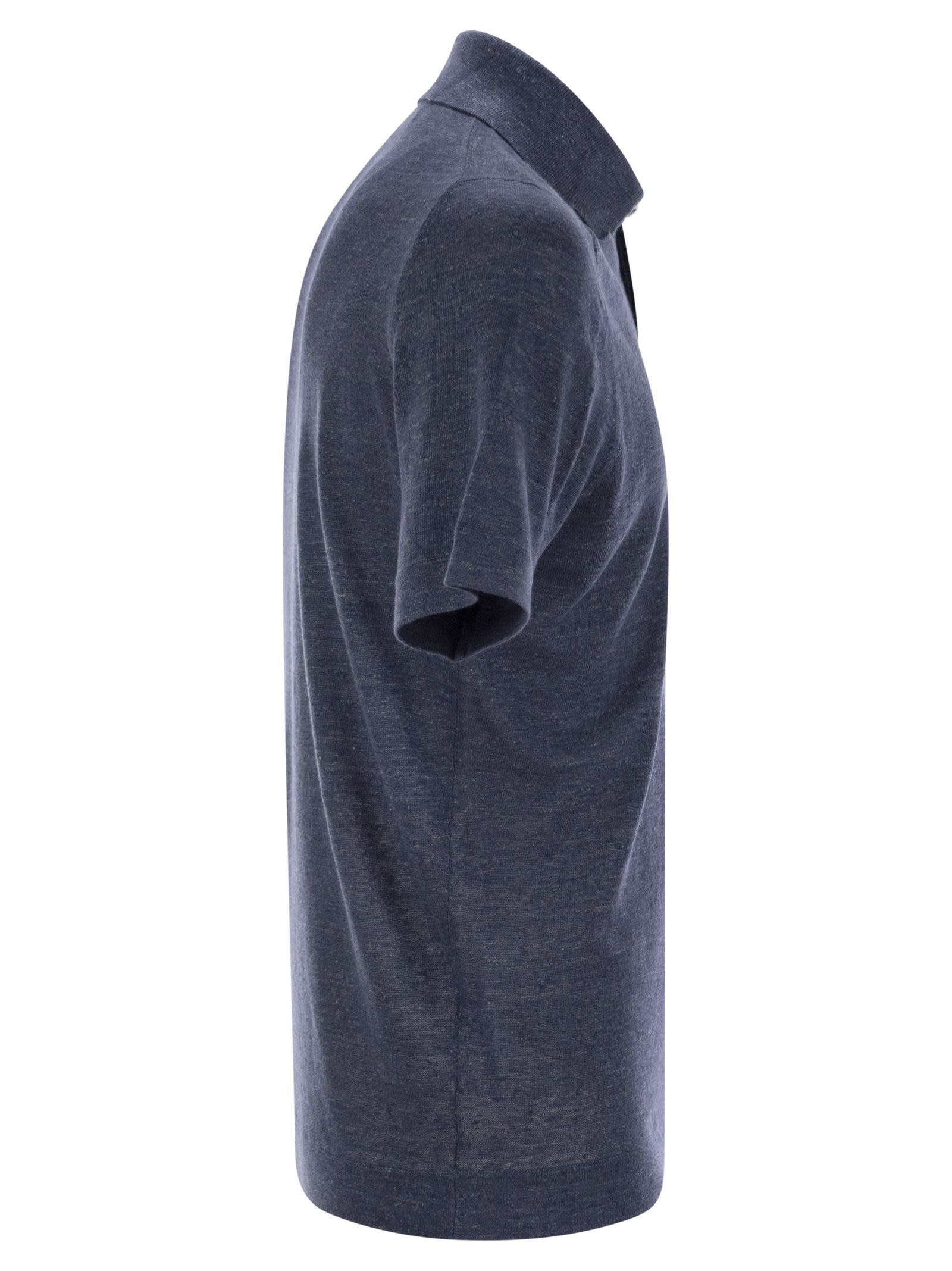 Brunello Cucinelli Men Linen And Cotton Knit Polo Shirt - 3