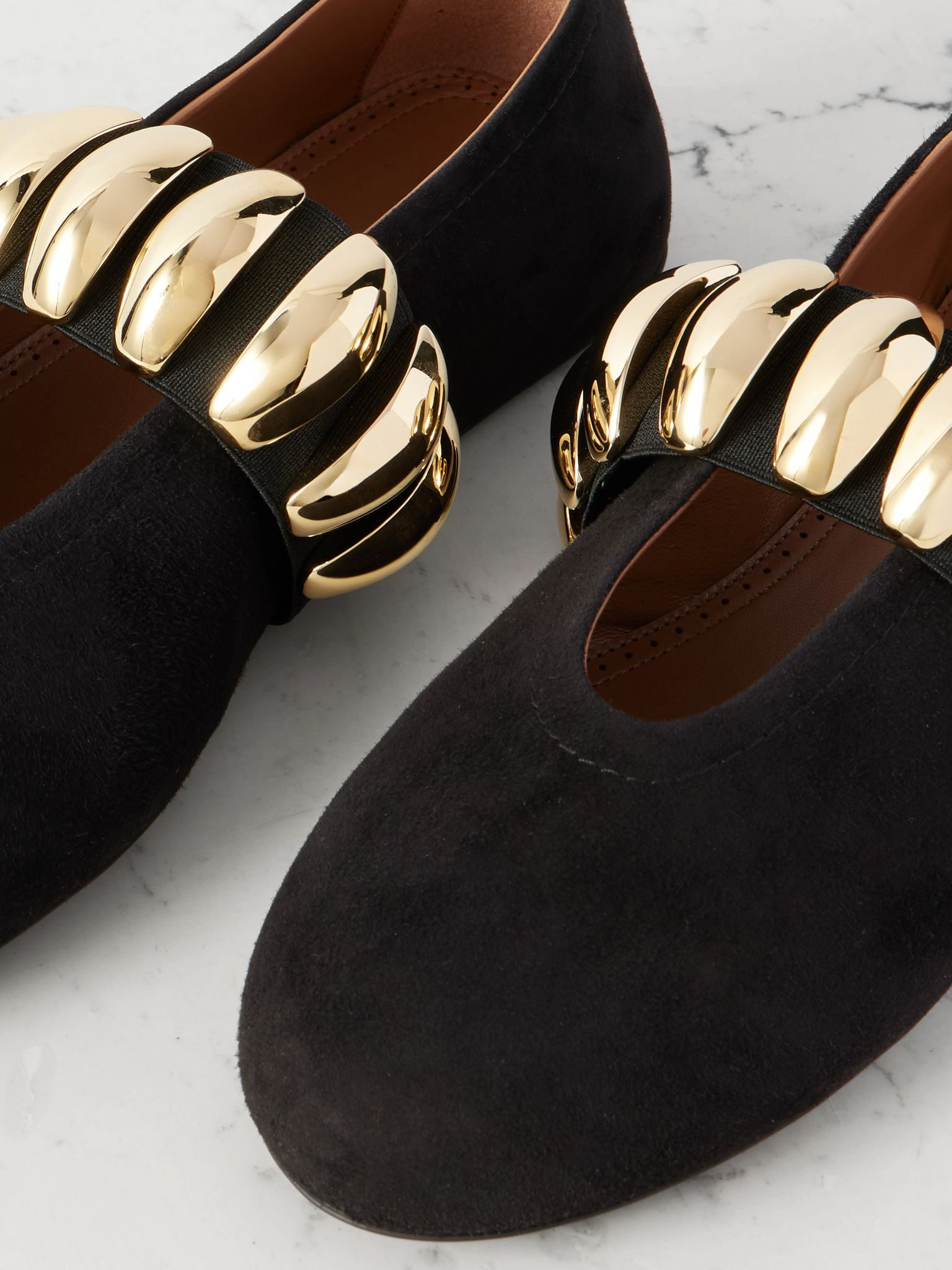 Embellished suede ballet flats Black - 4
