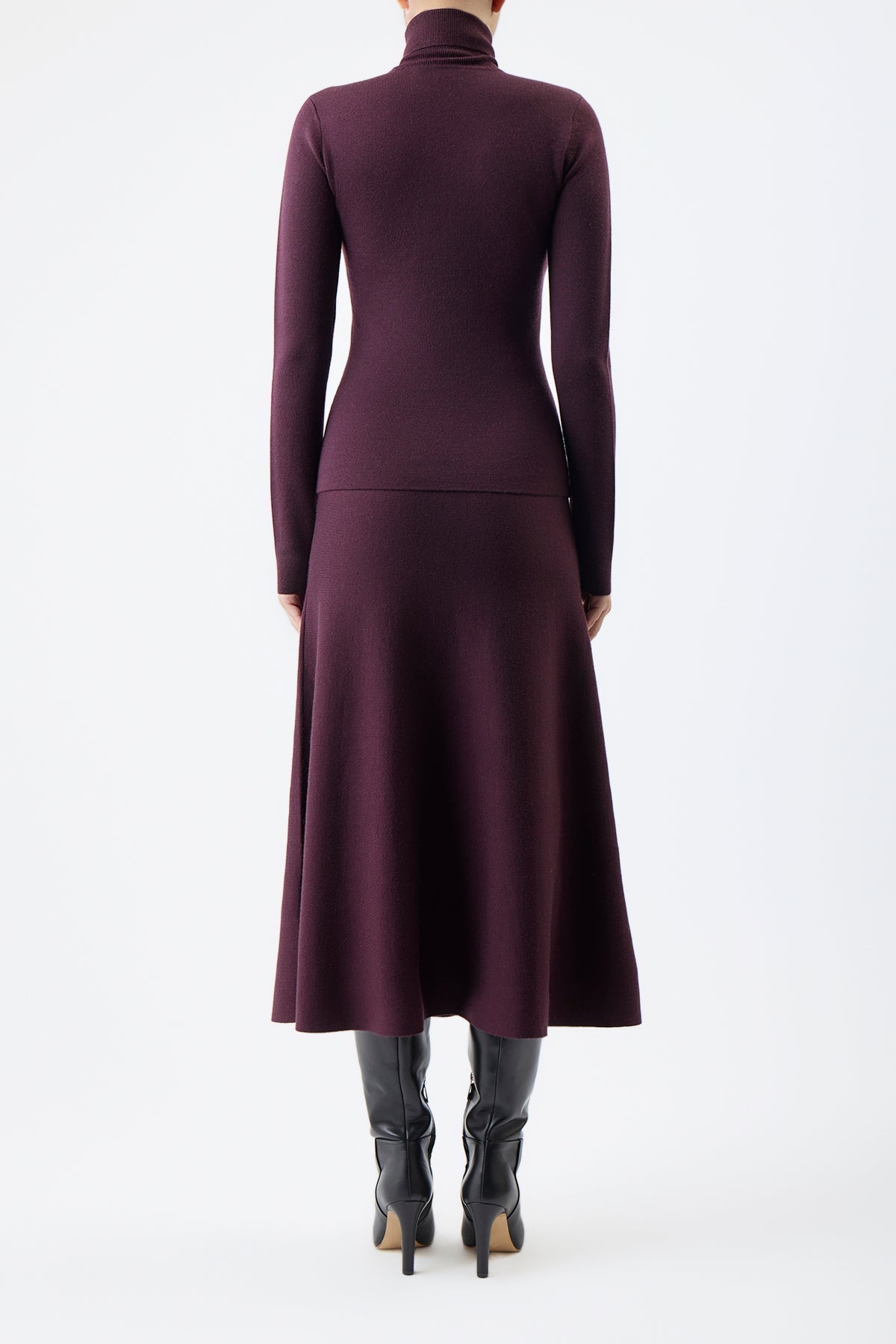 May Turtleneck in Deep Bordeaux Cashmere Wool - 4