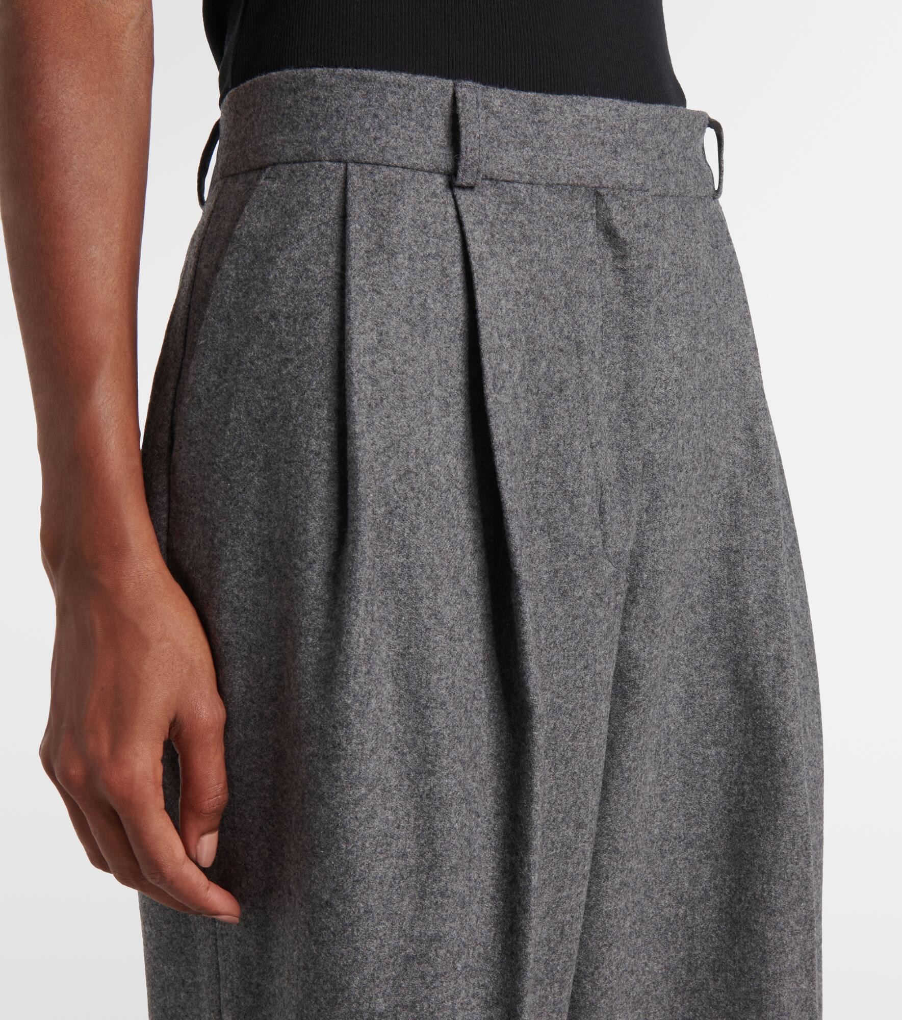 Low-rise wool-blend flannel straight pants - 4