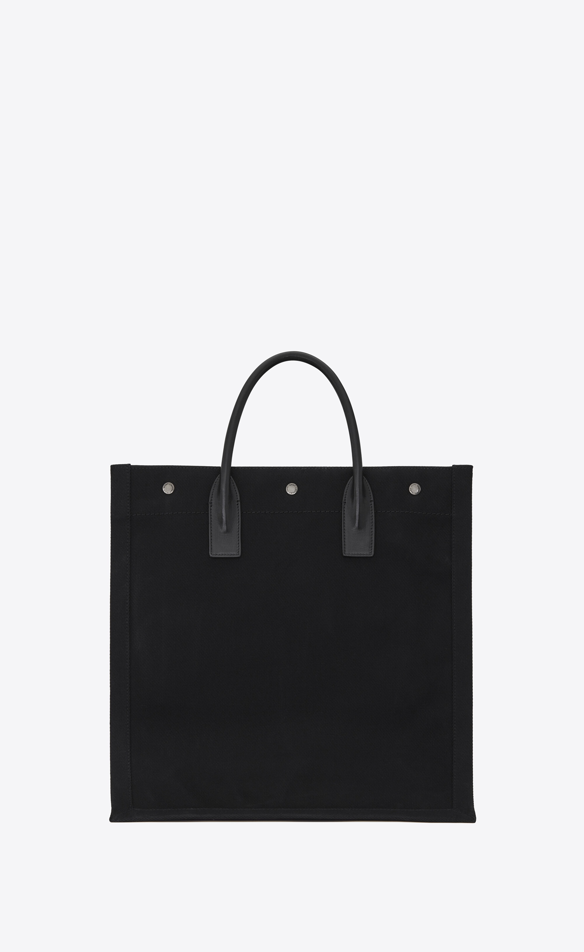 rive gauche north/south tote bag in printed canvas and leather - 2