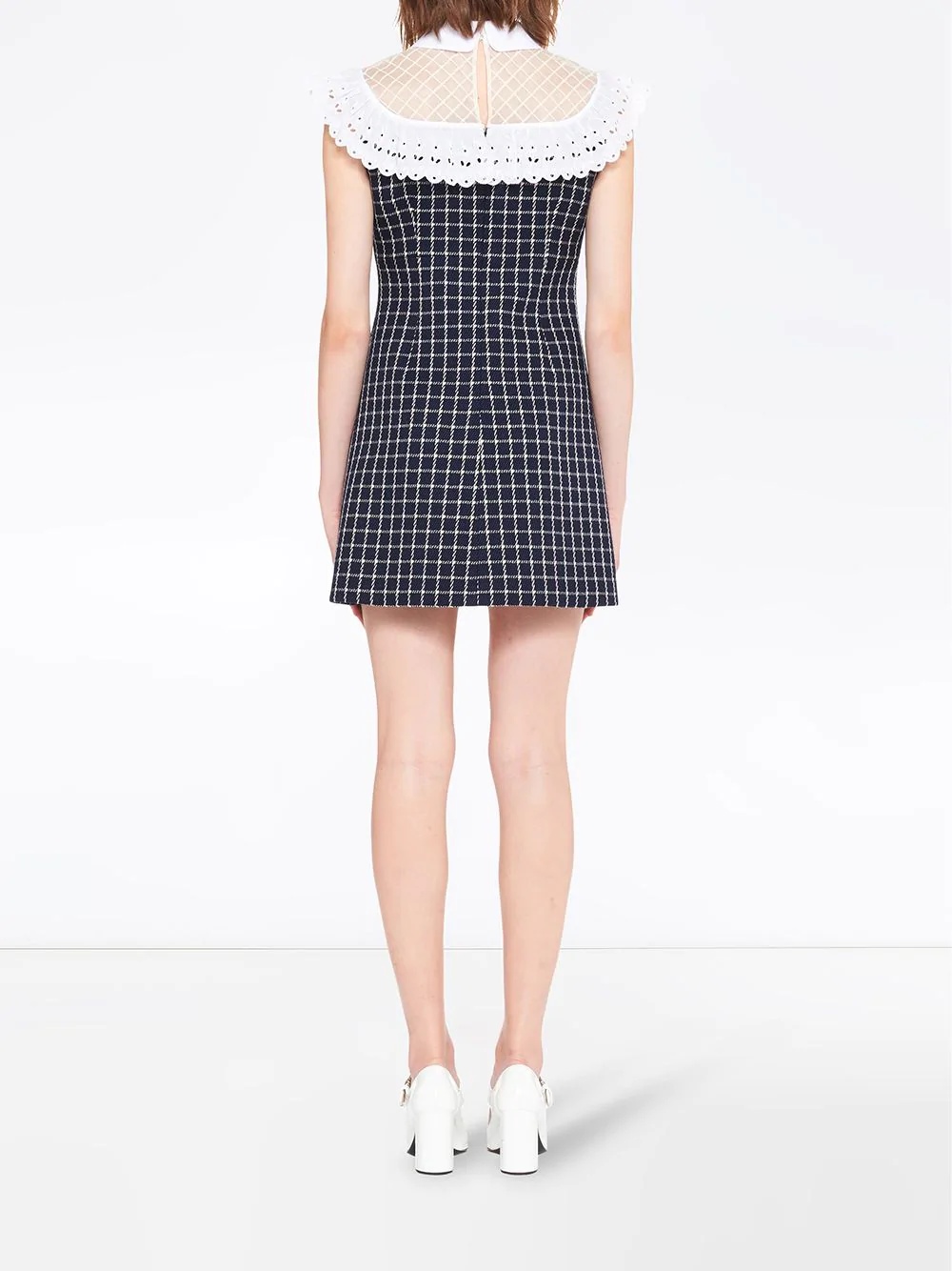 lace check print dress - 4