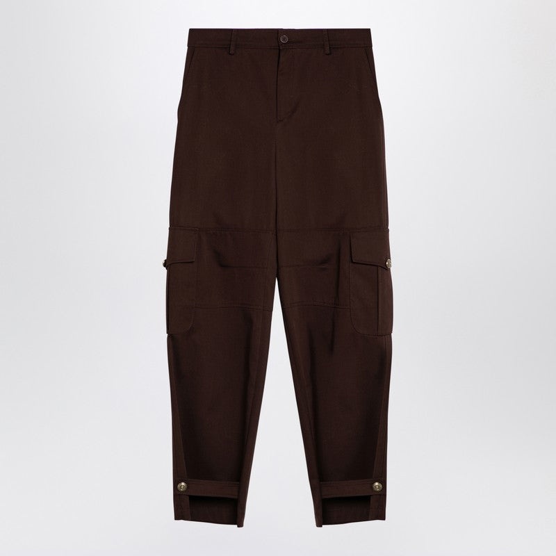 BROWN WIDE CARGO TROUSERS - 1