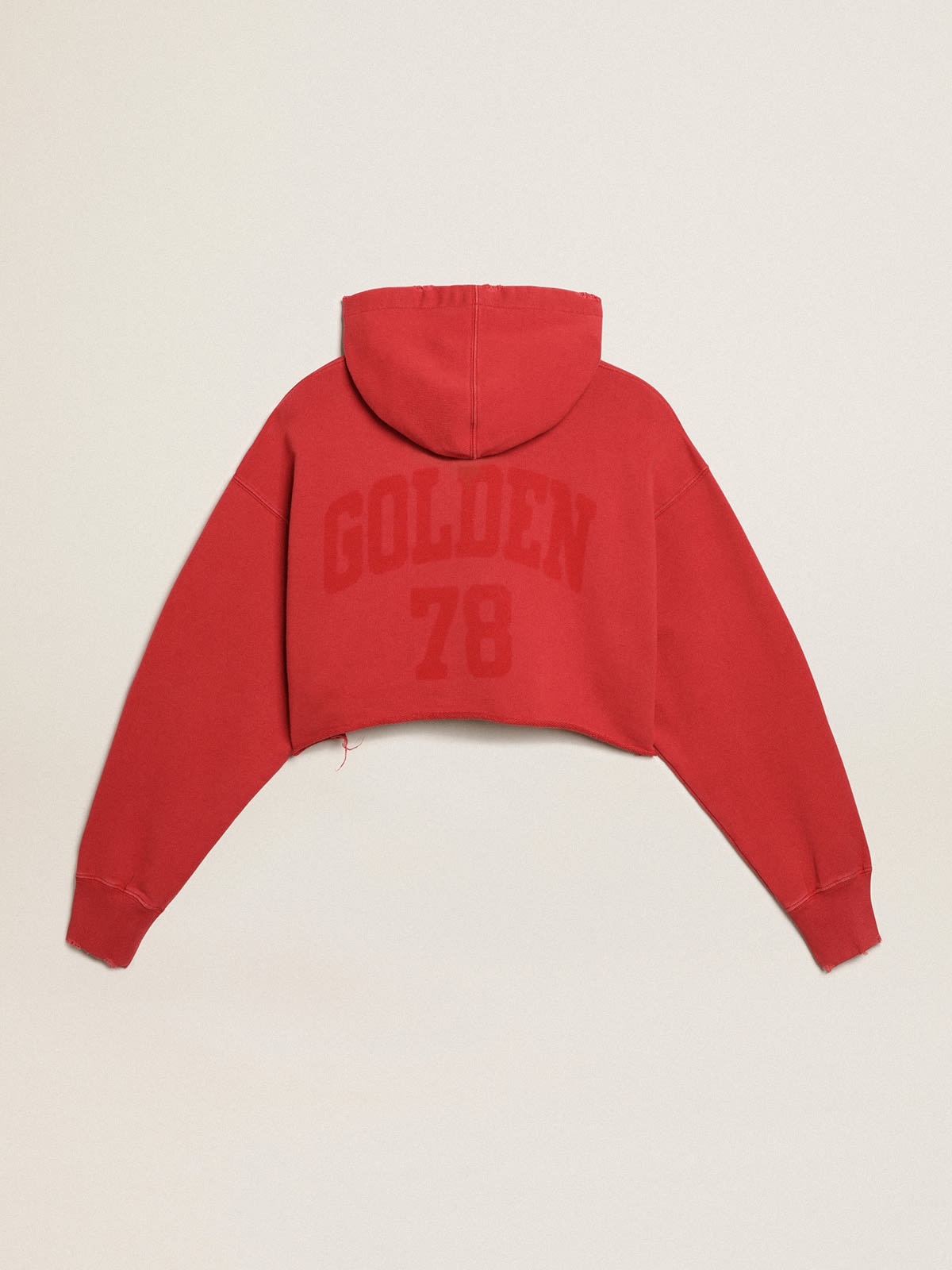 Cropped hooded sweatshirt in red - 6