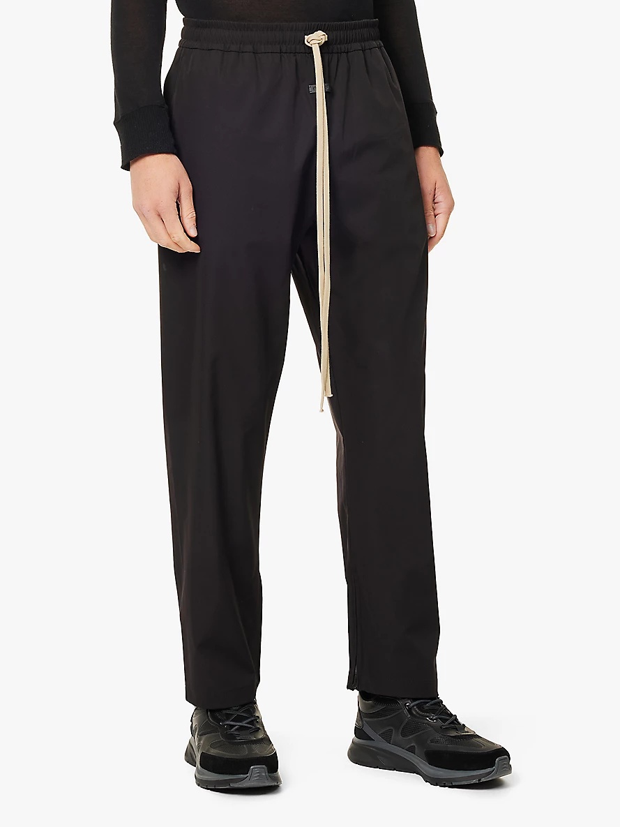 Straight-leg brand-patch stretch-woven trousers - 3