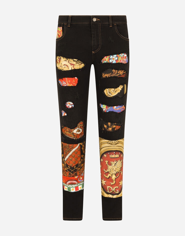Denim patchwork jeans - 1