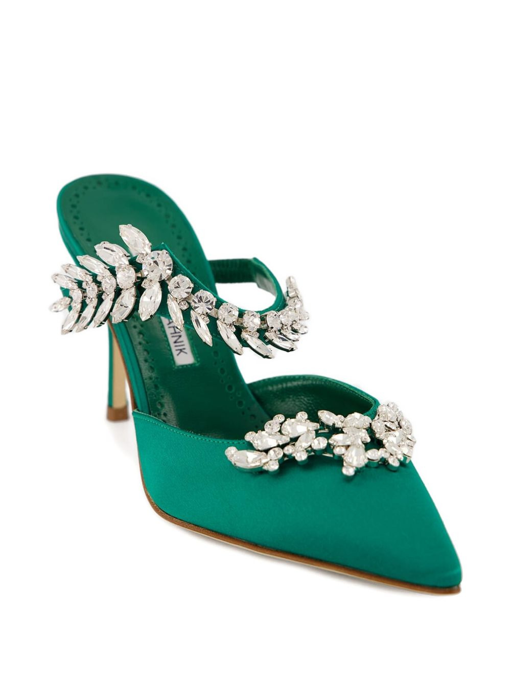 90mm crystal-embellished satin mules - 5