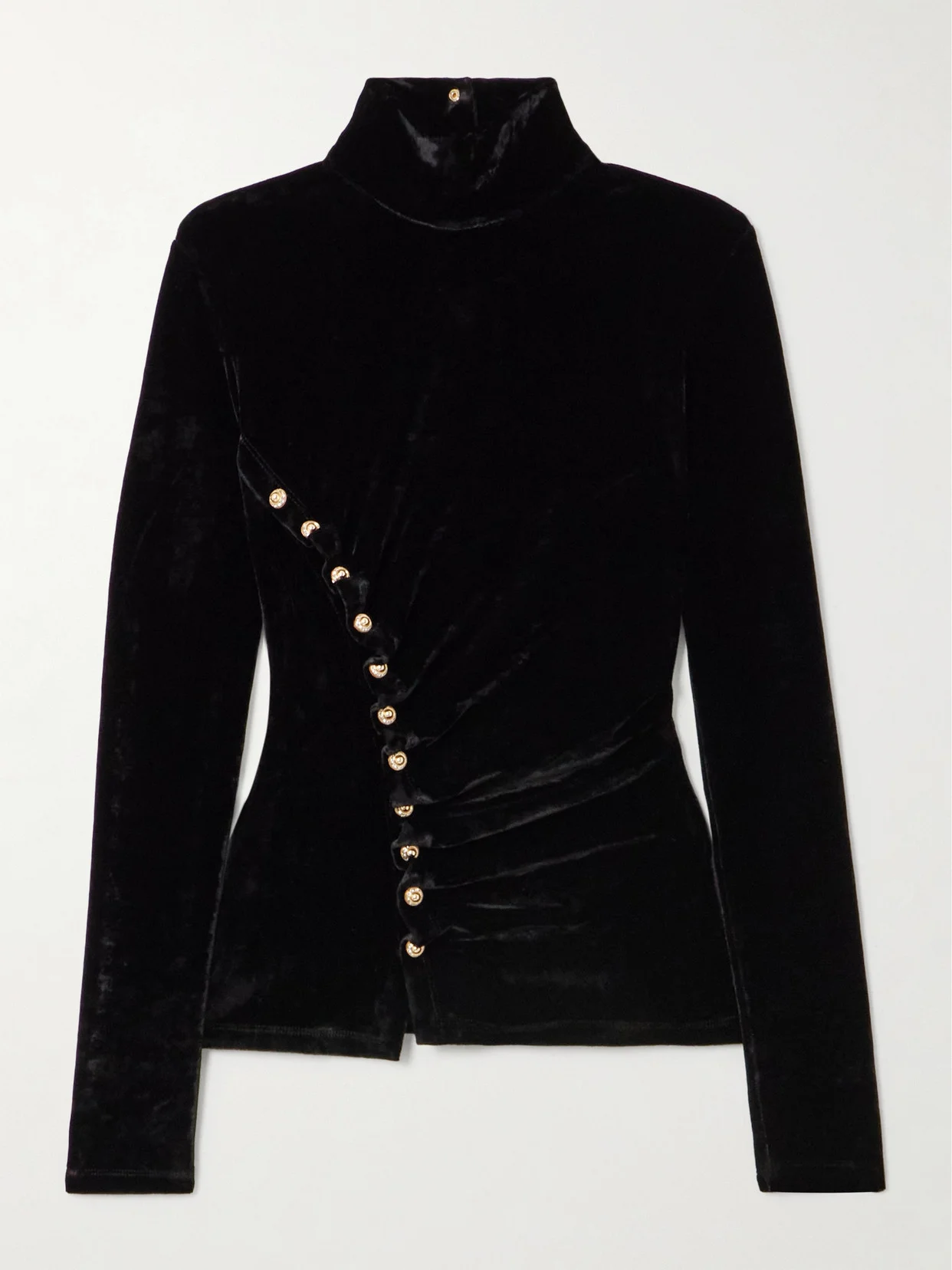 Embellished Velvet Turtleneck Top - 1