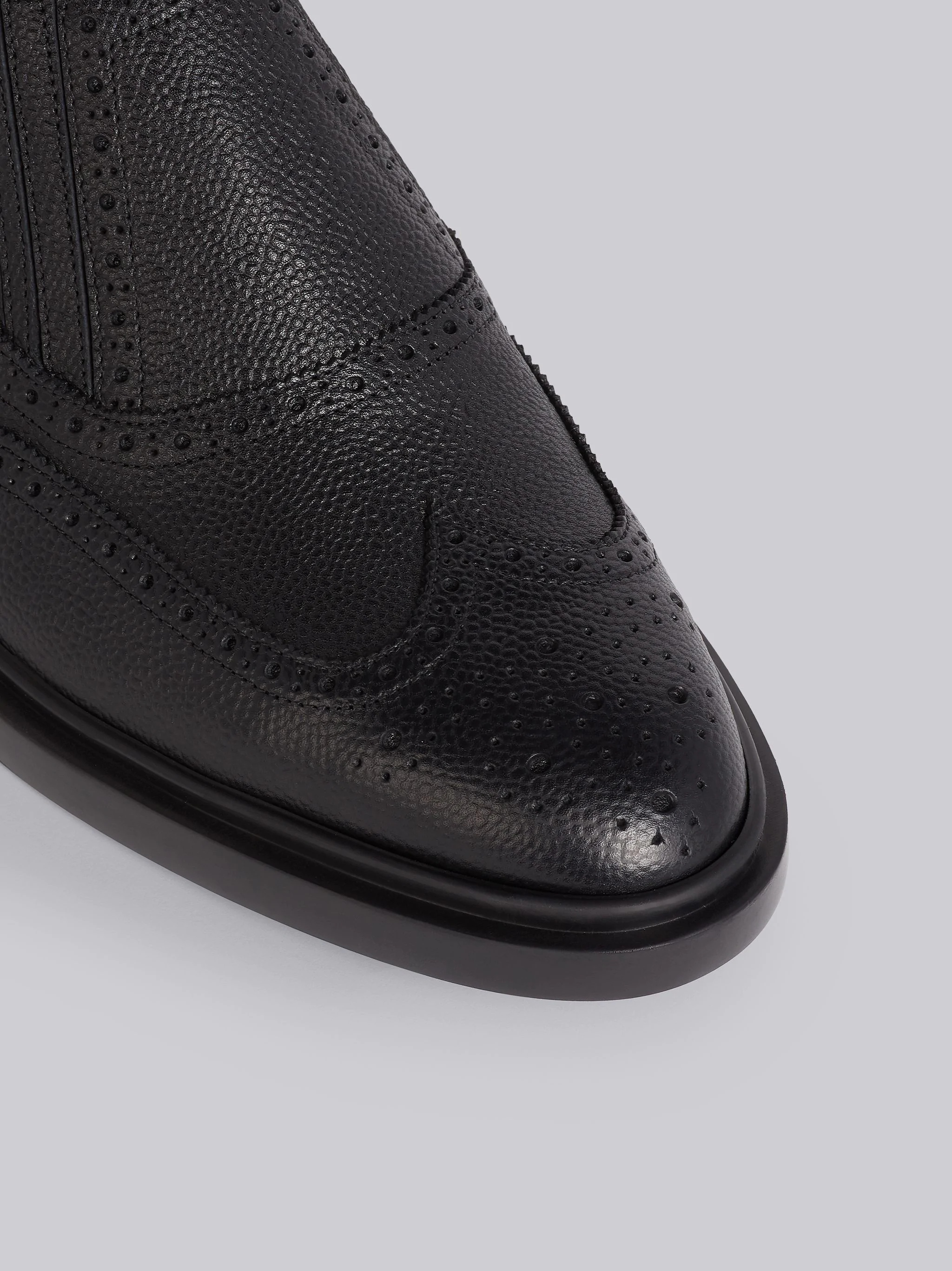 Black Pebbled Calfskin Chelsea Brogue - 3