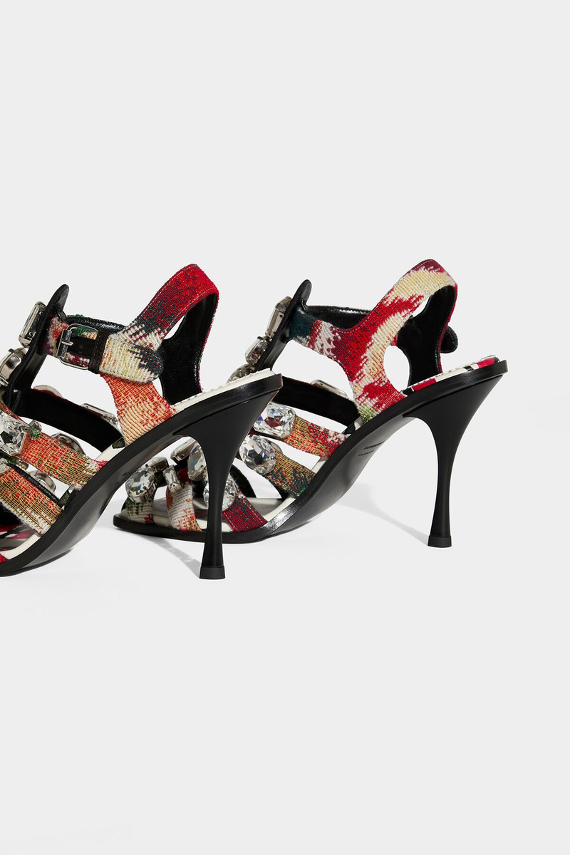 GRAPHIC JACQUARD HEELED SANDALS 5