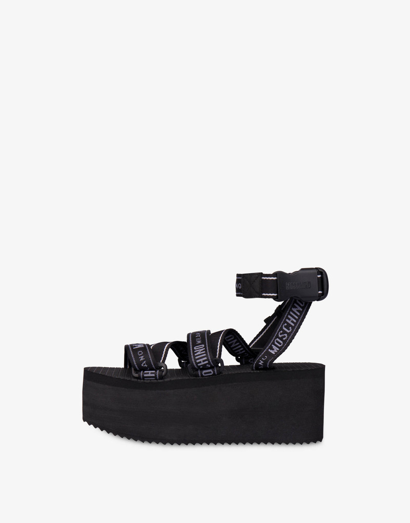 Moschino LOGO TAPE WEDGE SANDALS outlook