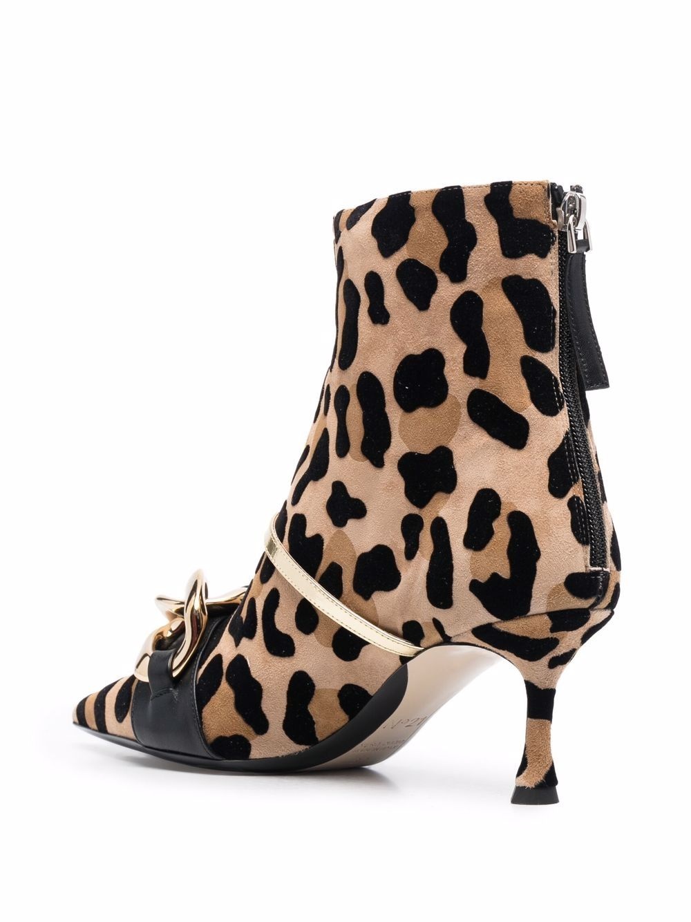 chain-link leopard-print ankle boots - 3