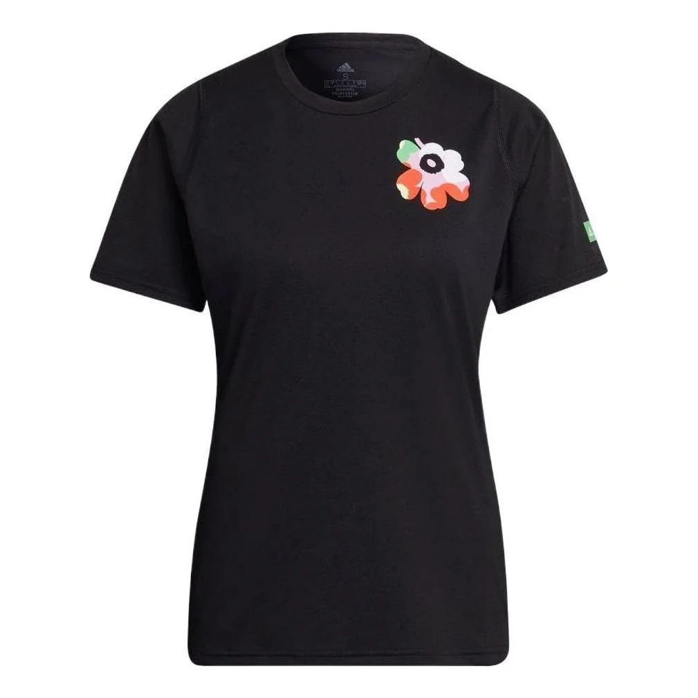 (WMNS) adidas x Marimekko Running T-Shirt 'Black White' HG6321 - 1