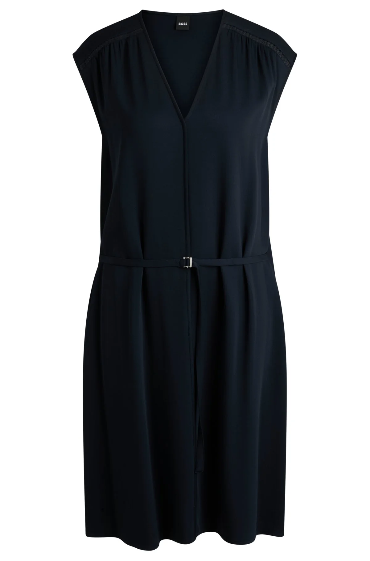 V-NECK DRESS WITH INTEGRATED BELT - 1