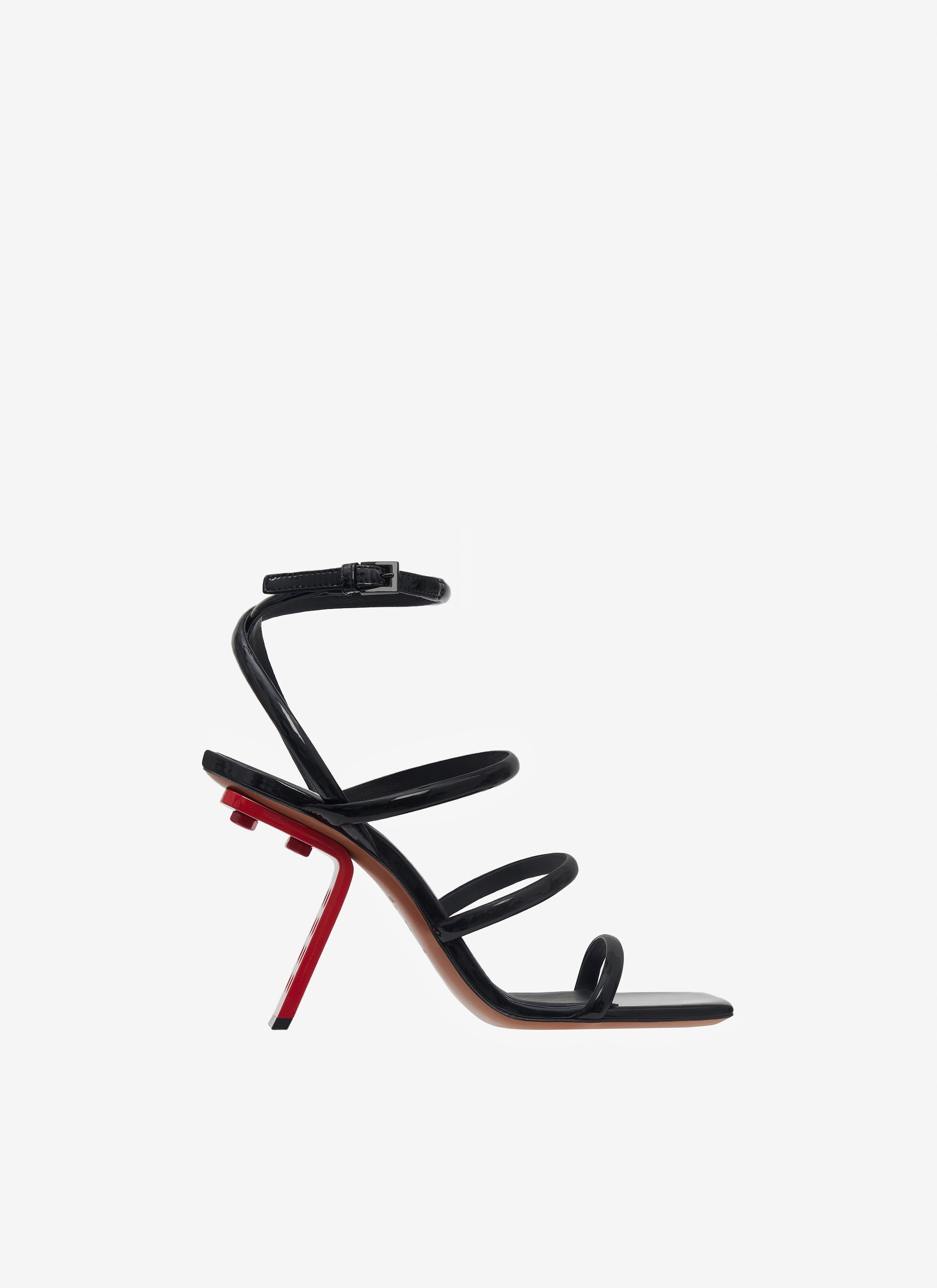 PERFORATED SANDALS IN PATENT CALFSKIN - 1