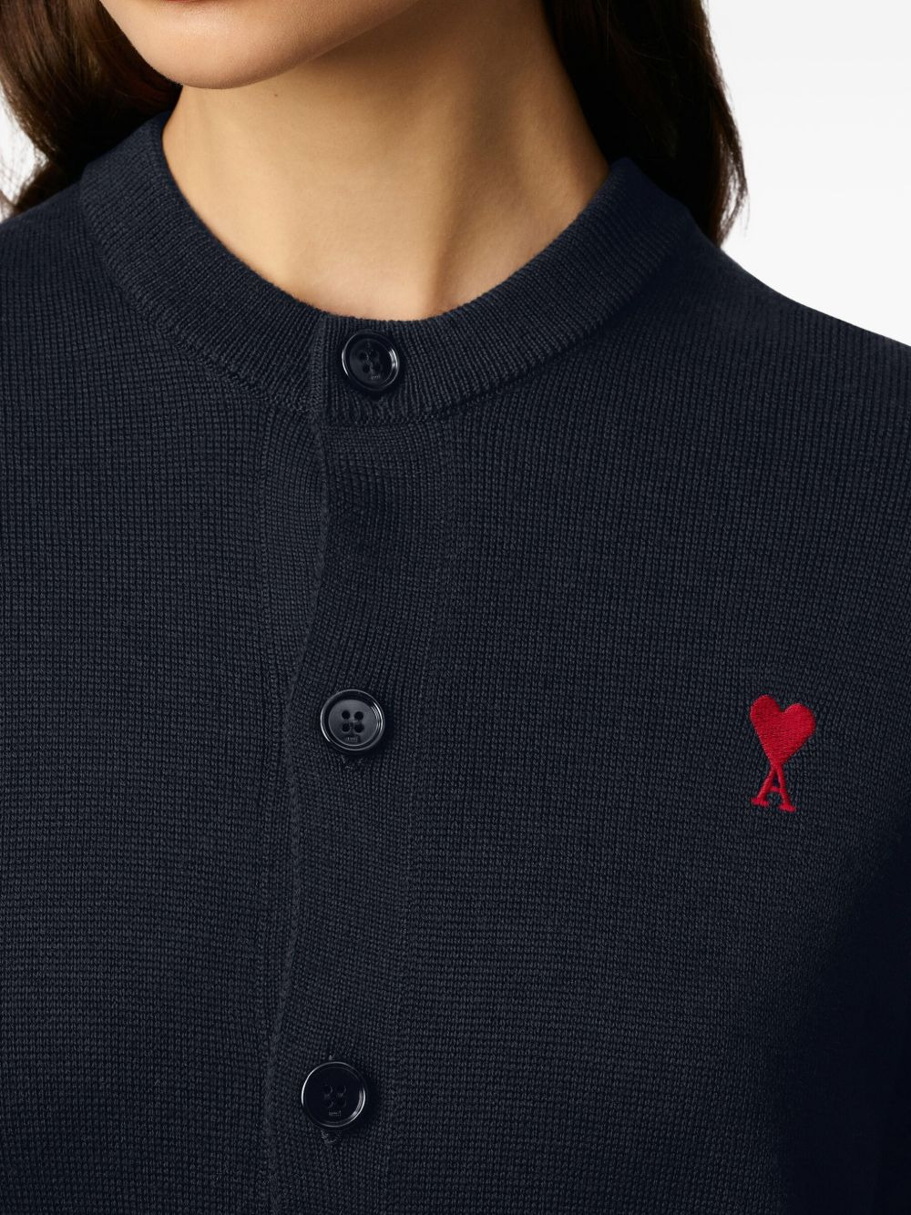 heart-embroidered wool cardigan - 5