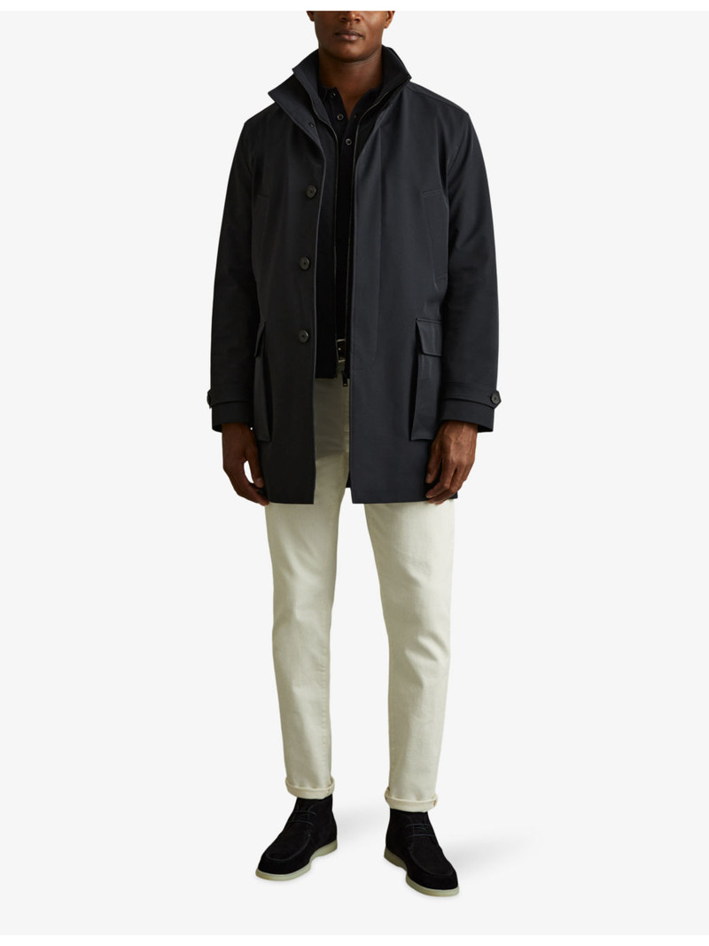 REISS Player funnel-neck mid-length hybrid coat outlook