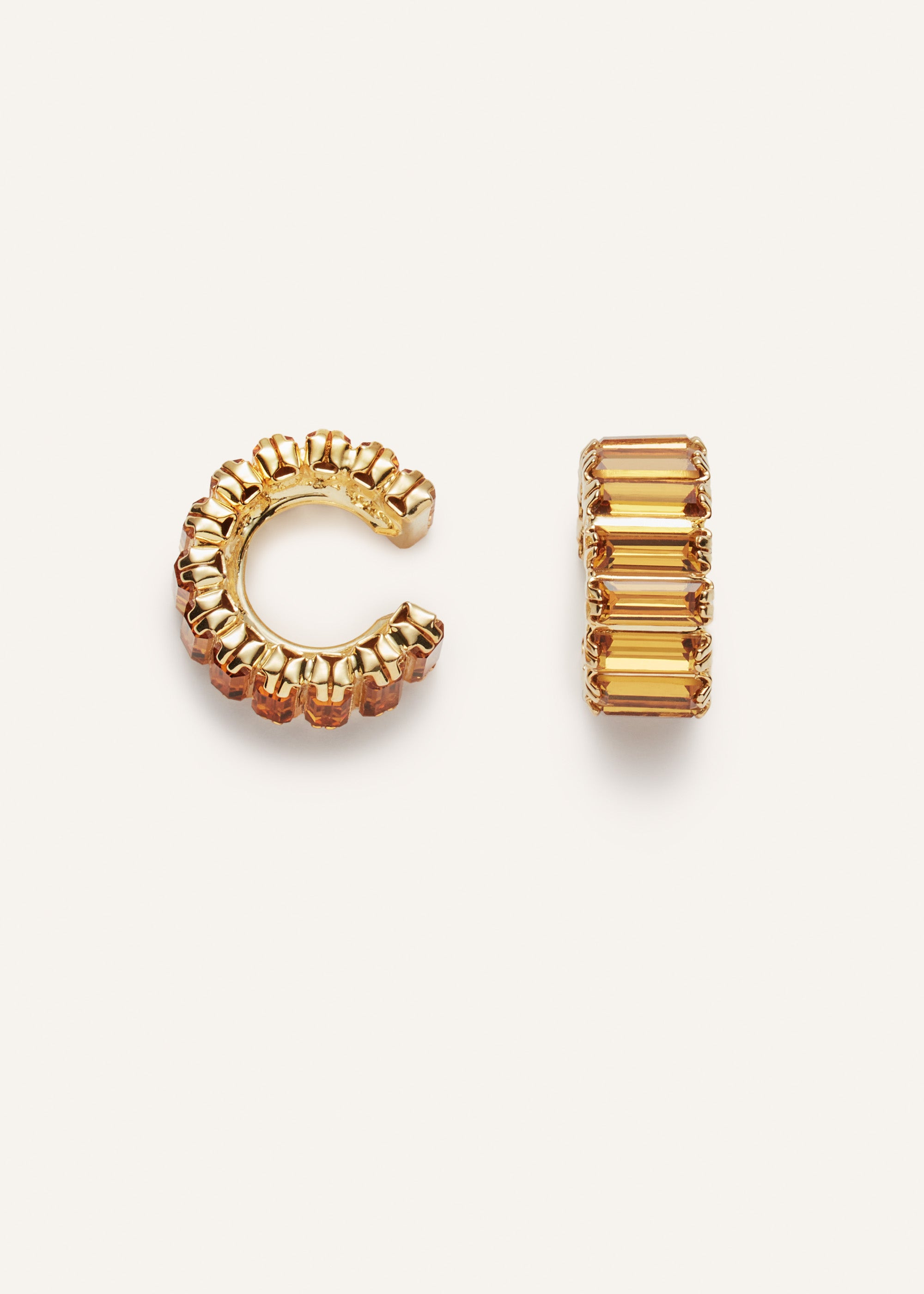 Baguette cut crystal cuffs in amber - 1