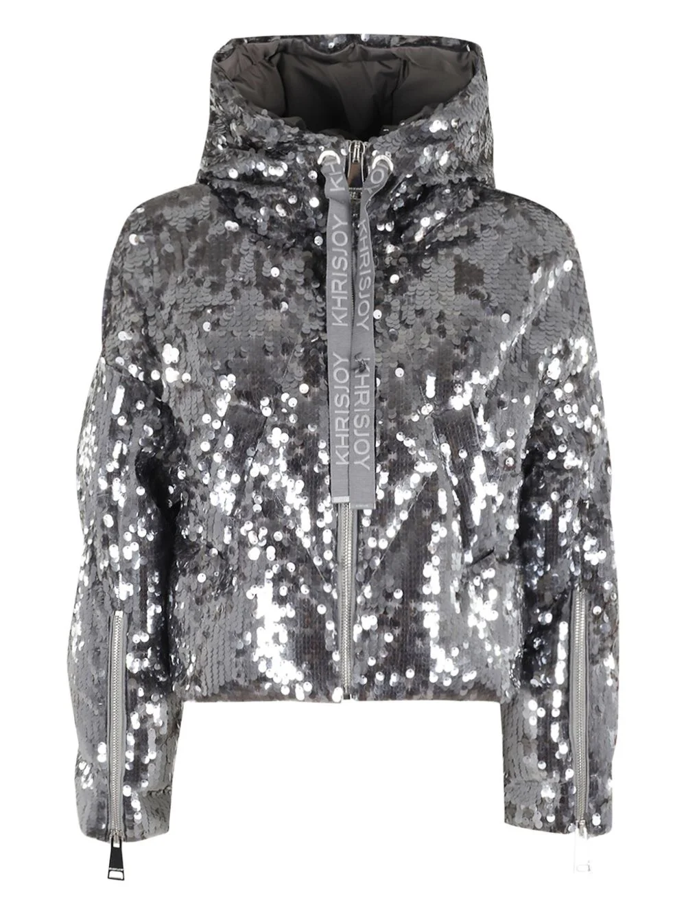 sequin-embellished puffer jacket - 1