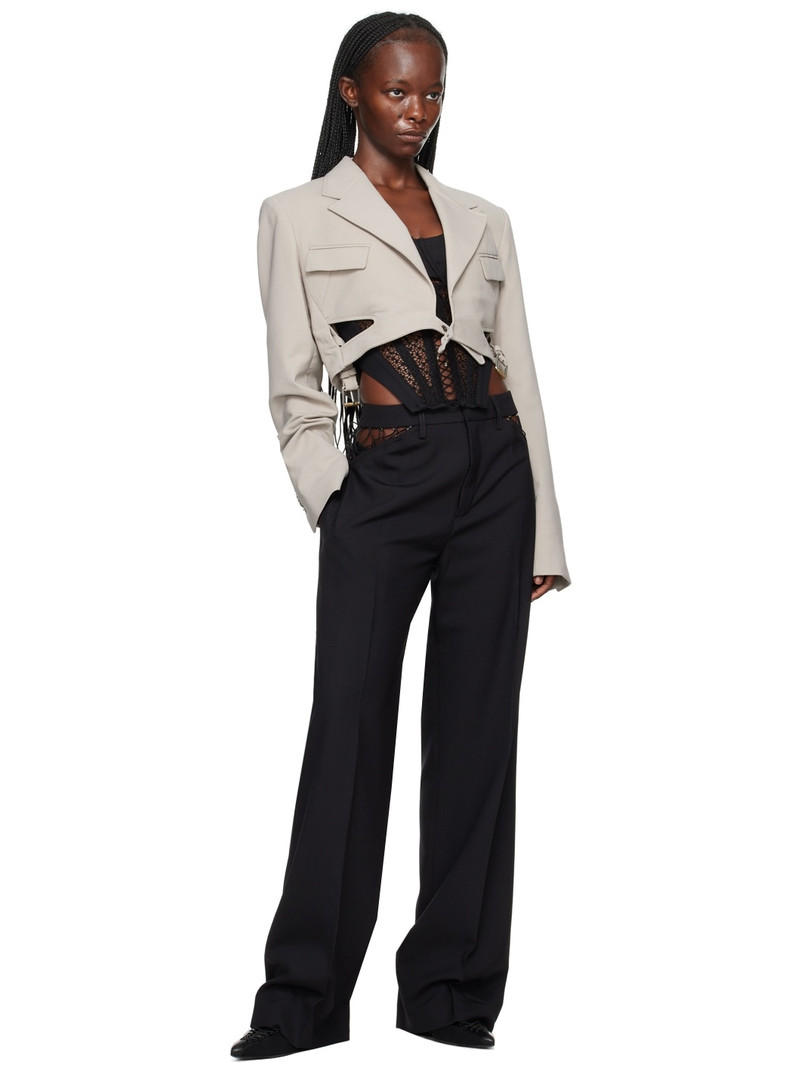 Dion Lee Black Picot Trousers outlook