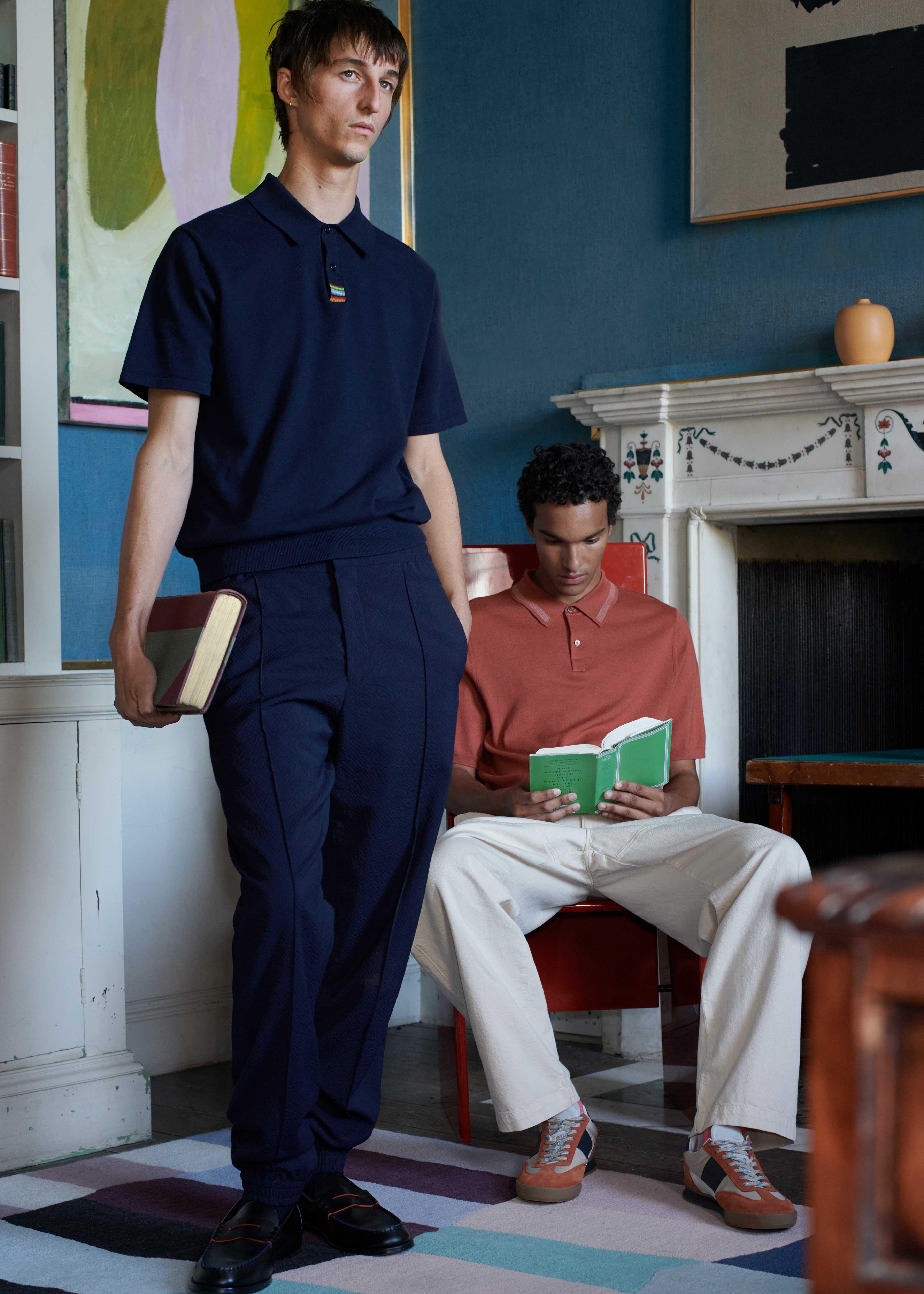 Dark Navy Seersucker Wool Elastic-Waist Trousers - 3