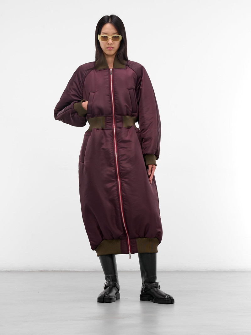 zomer Burgundy Puffy Bomber Coat outlook