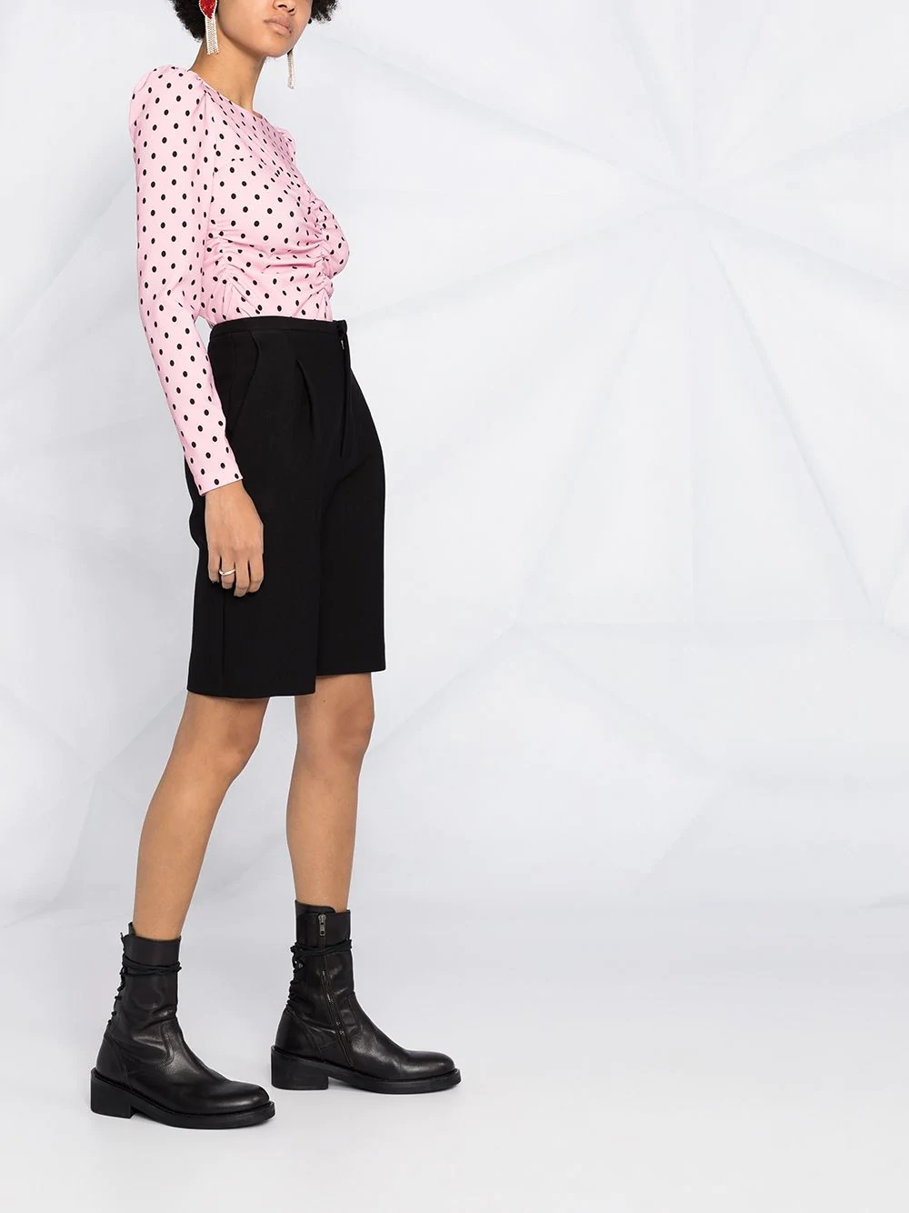 ruched polka-dot print top - 6