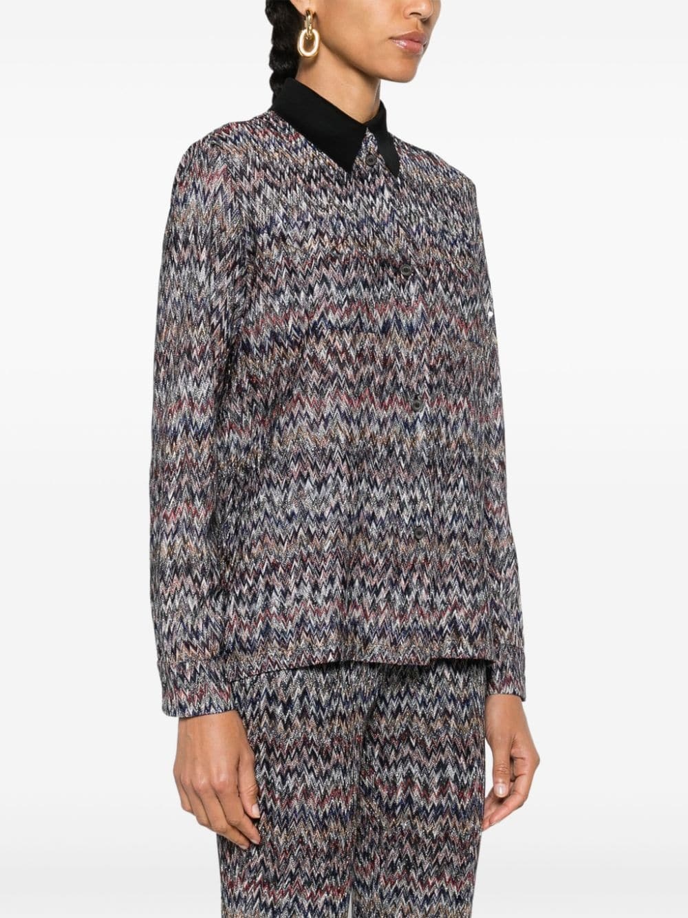 lamÃ©-effect chevron-knit shirt - 3