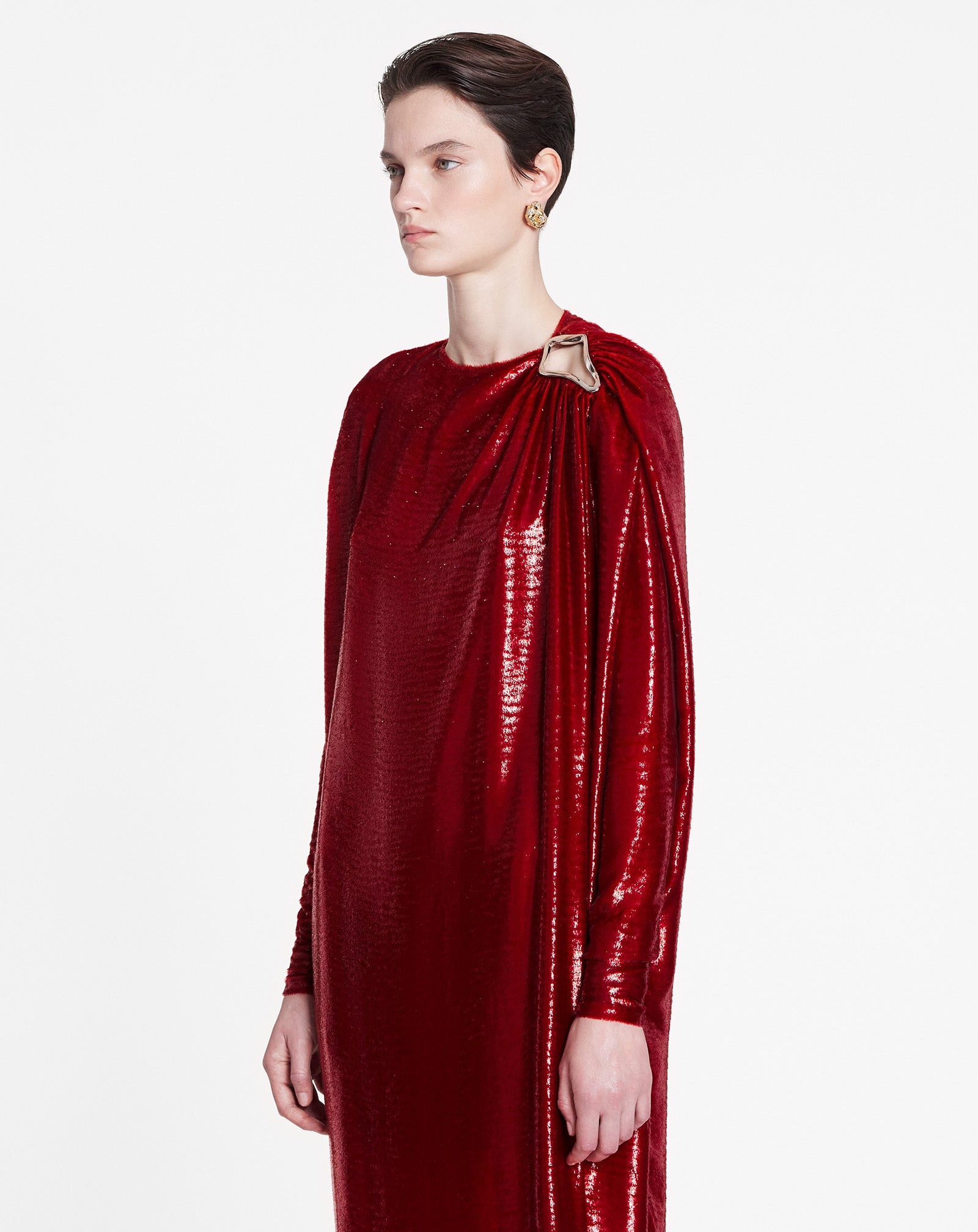 LONG-SLEEVE DRAPED DRESS - 3