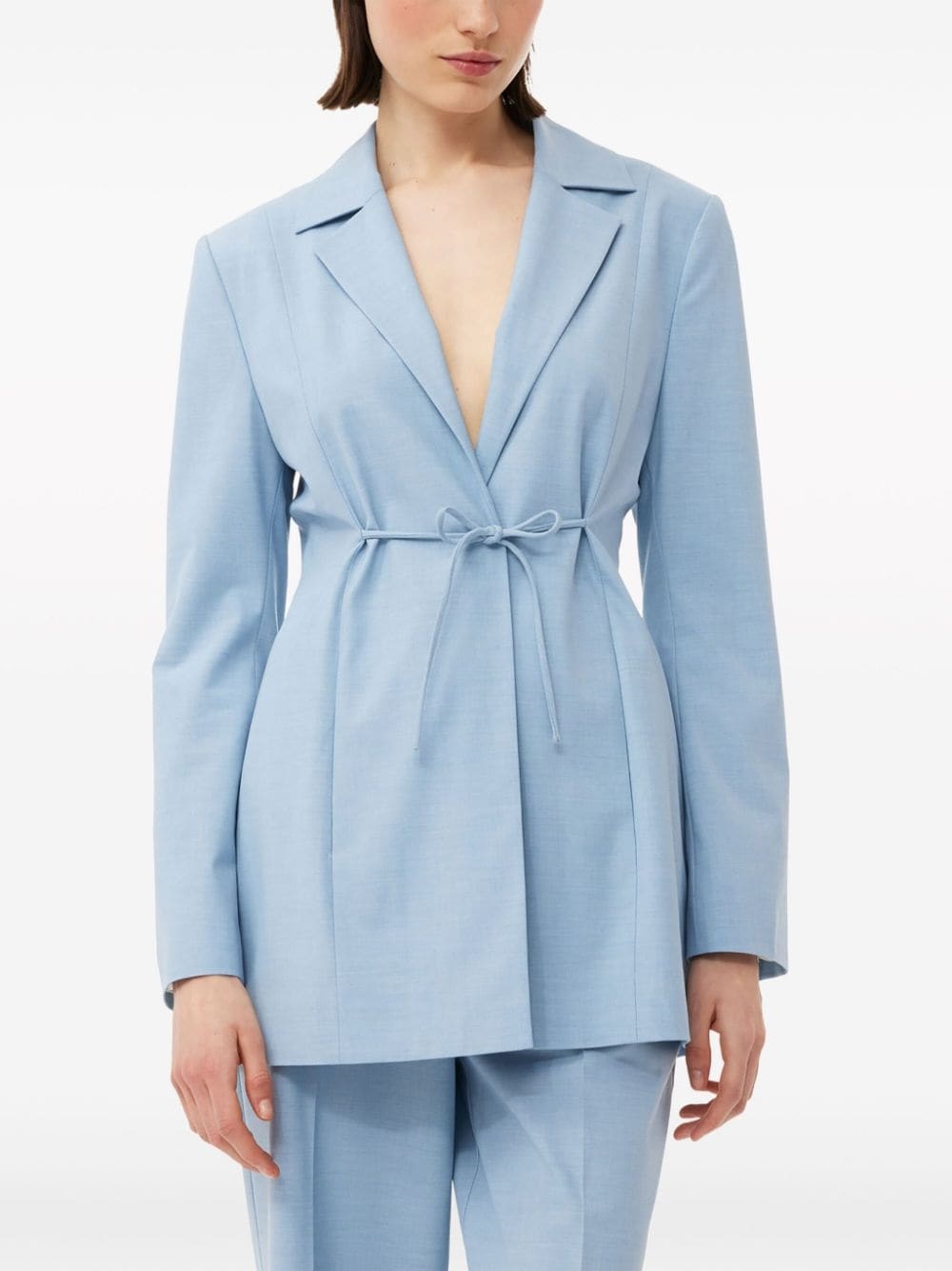 notched-lapels string-tie blazer - 5