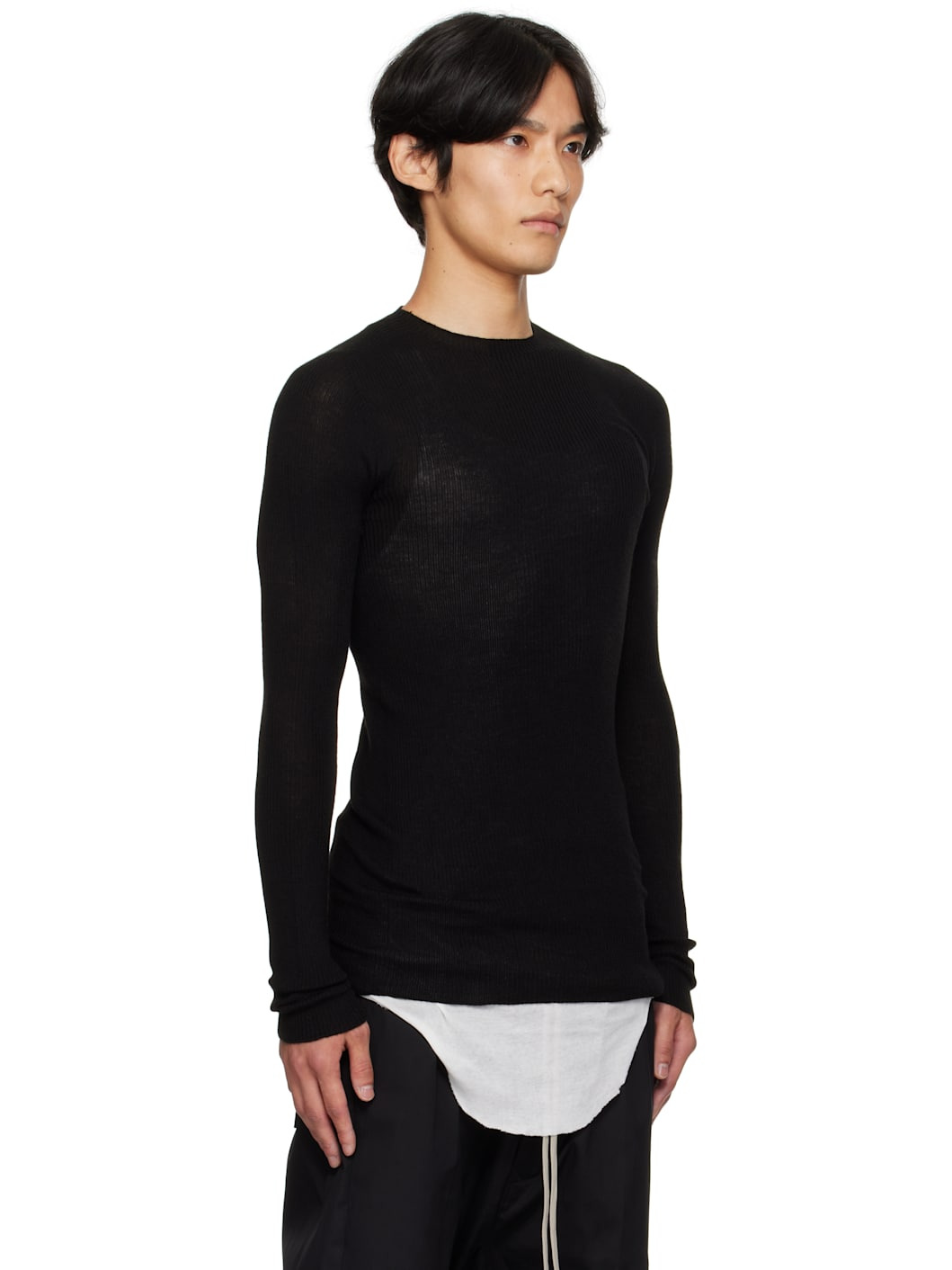 Black Concordians Ribbed Round Neck Sweater - 2