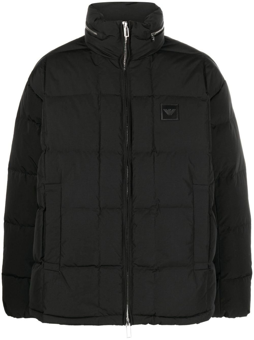 logo-patch padded coat - 1