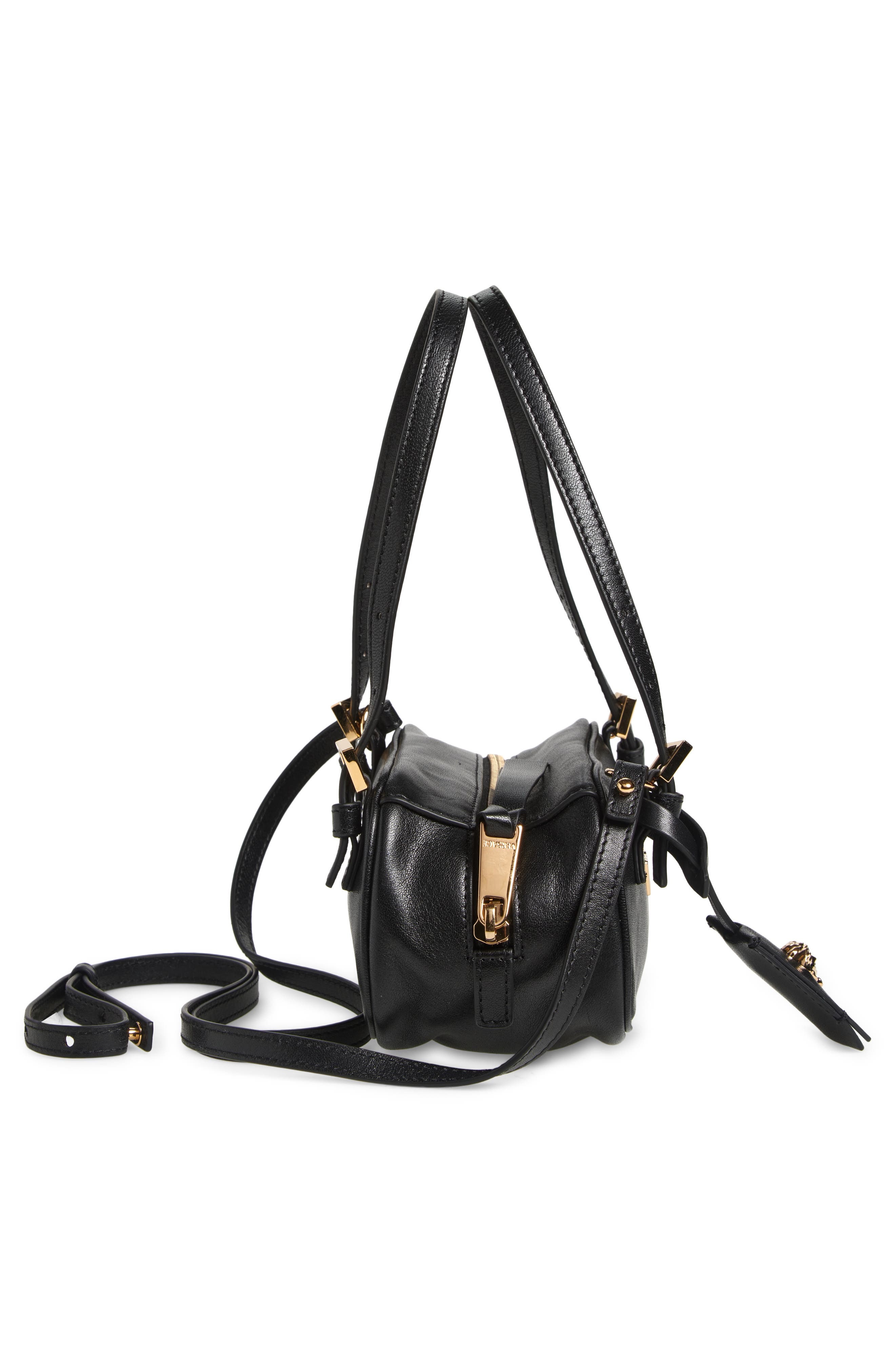 Versace Mini Logo East/West Leather Shoulder Bag in Black Versace Gold at Nordstrom - 6