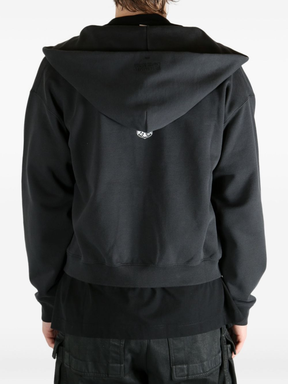 logo-embroidered zip-fastening hoodie - 4