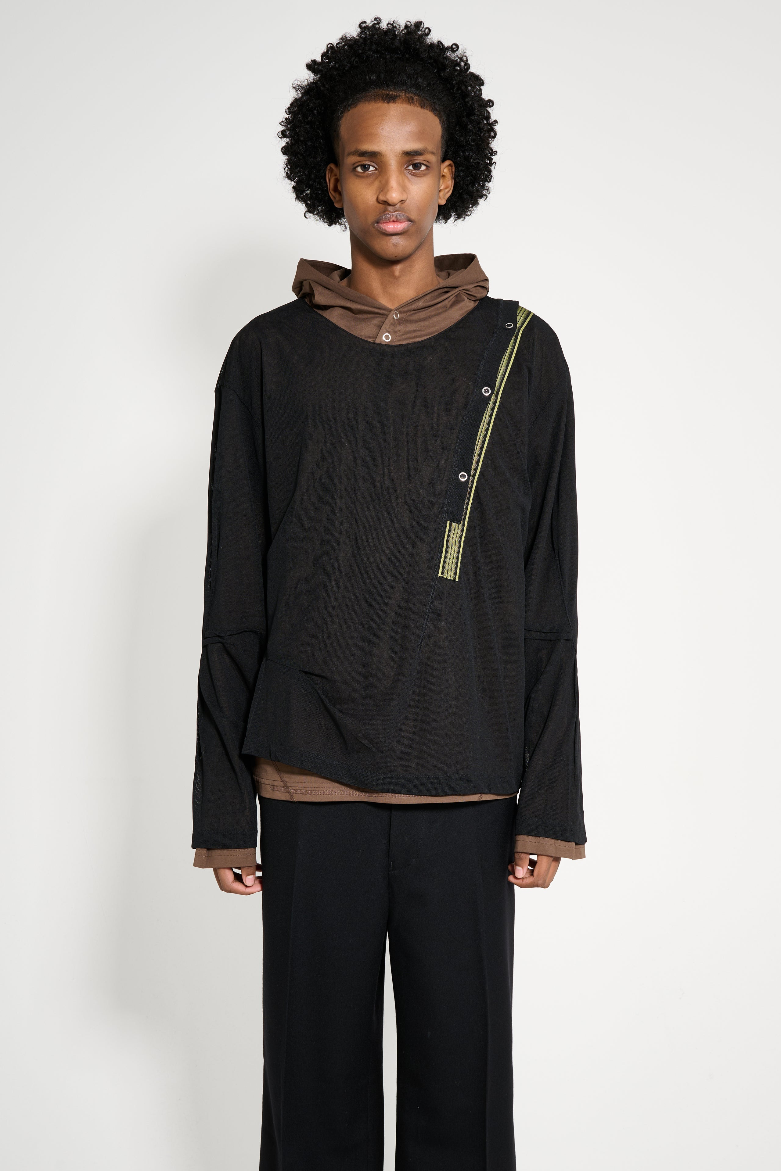 KIKO KOSTADINOV INEX HOODED TOP BROWN / BLACK - 1