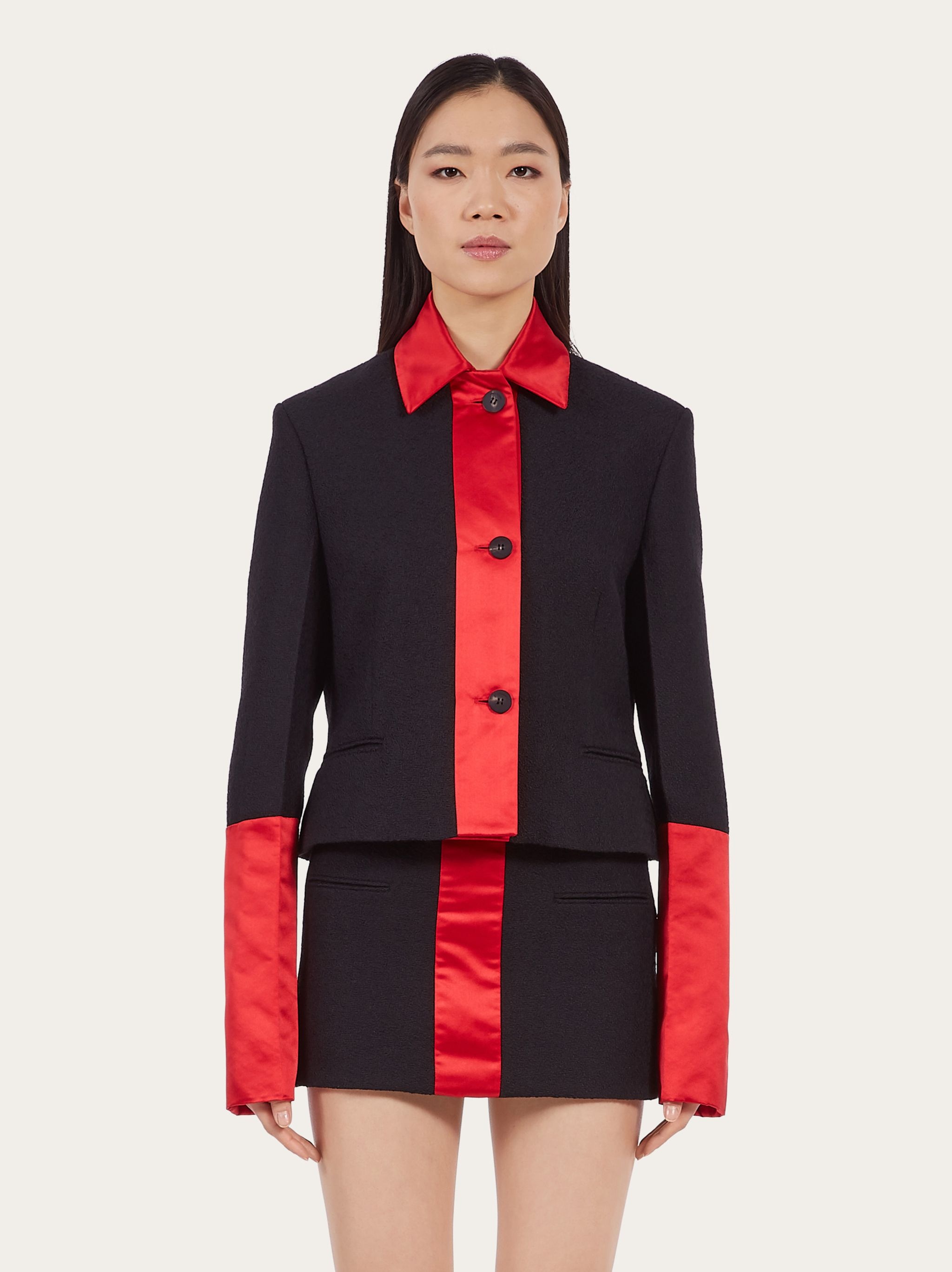 Color block short jacket - 2