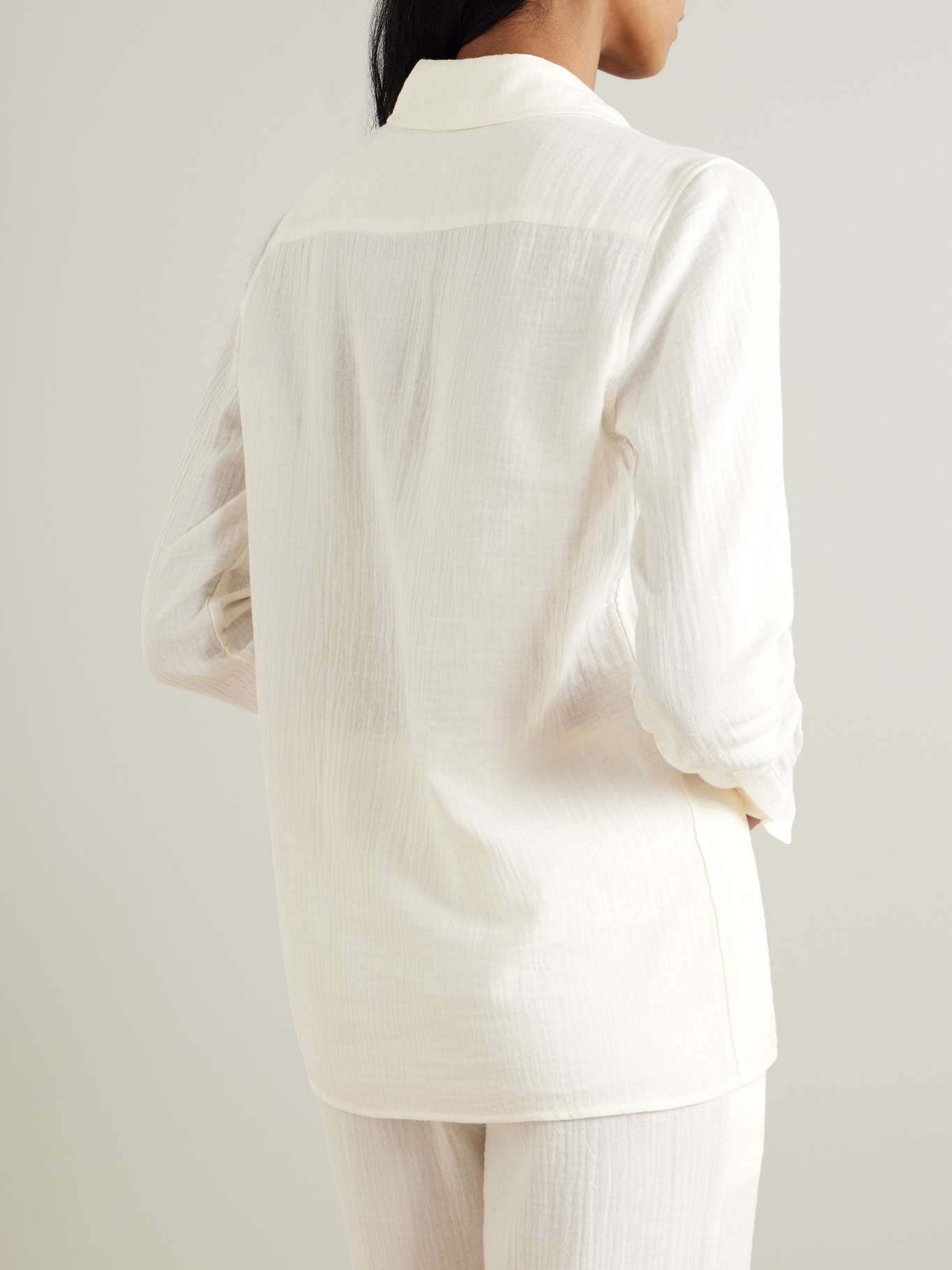 Constance embellished cotton-gauze shirt Ivory - 3
