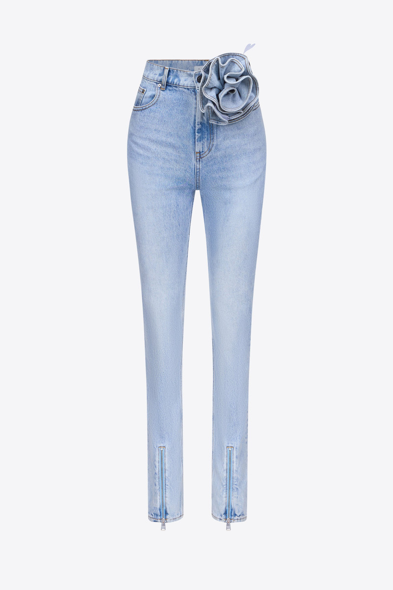 FLOWER CORSAGE ANKLE ZIP JEAN - 1