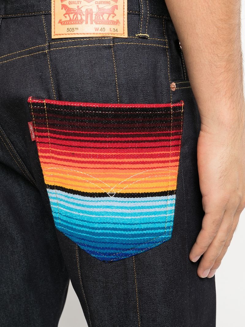 stripe-detail straight-leg jeans - 5