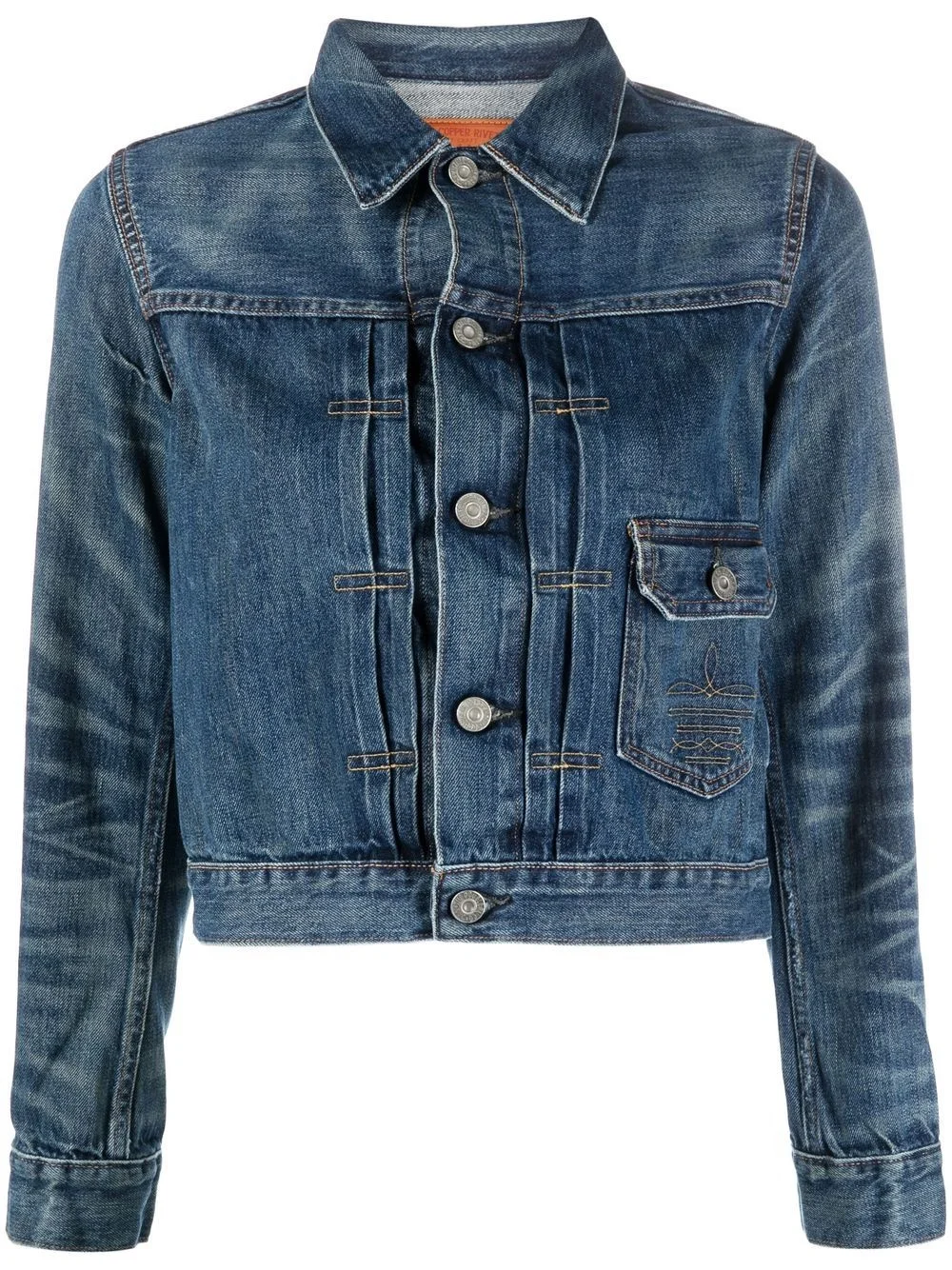stonewashed cropped denim jacket - 1