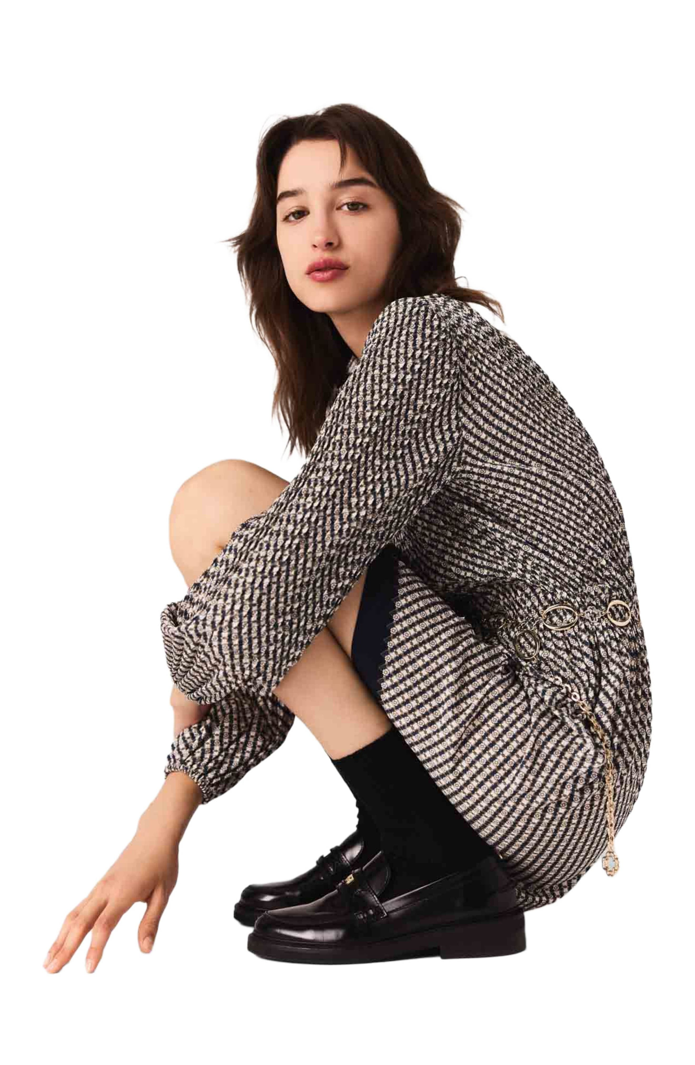 maje Printed pleated mini dress in Ecru Print-Tie at Nordstrom - 8