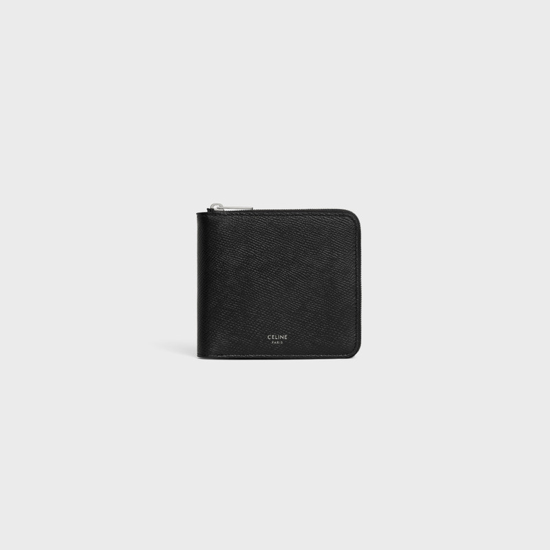 zipped bi-fold wallet with coin compartment IN grained calfskin 1