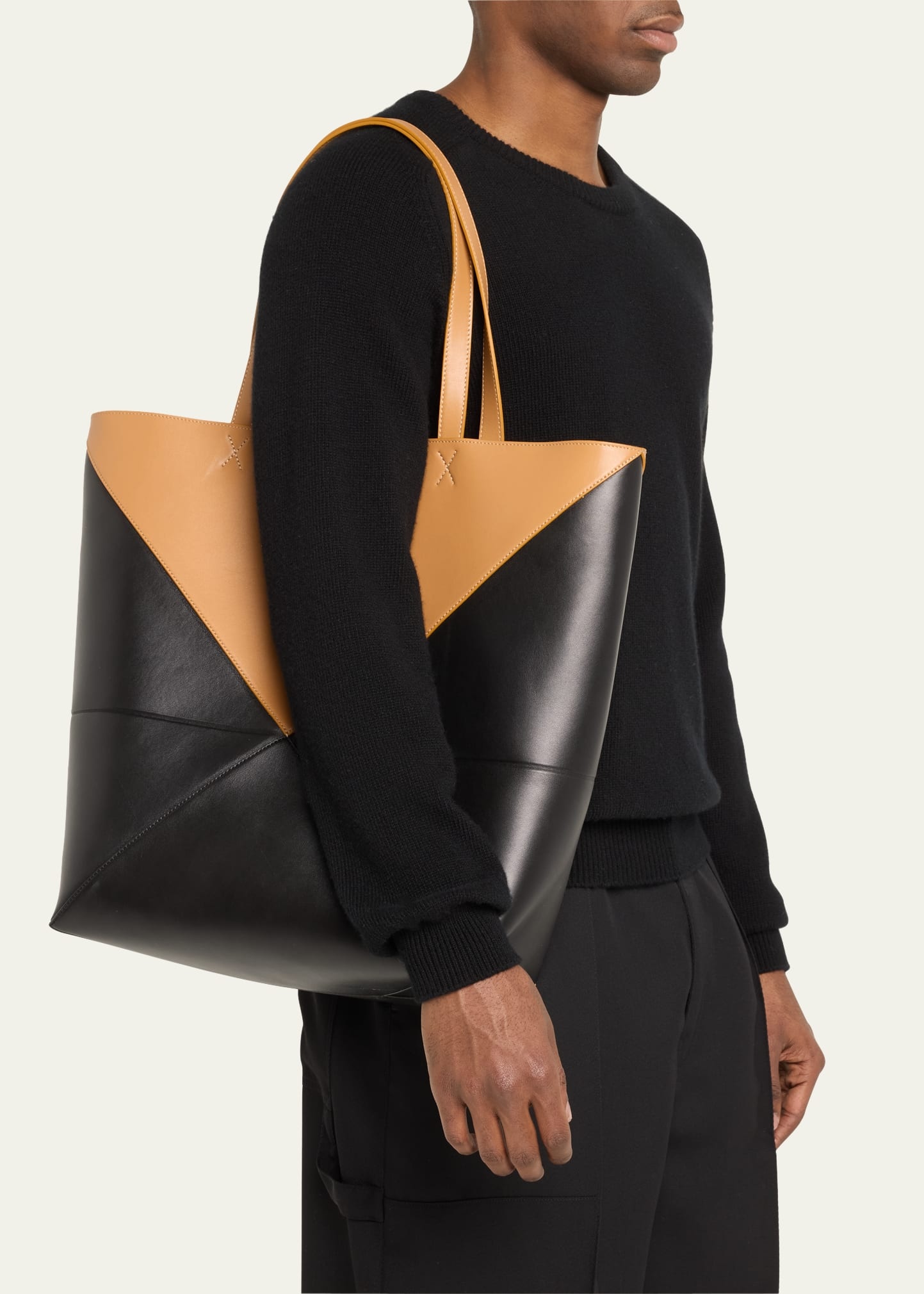 Men's Large Puzzle Fold Calfskin Tote Bag - 2