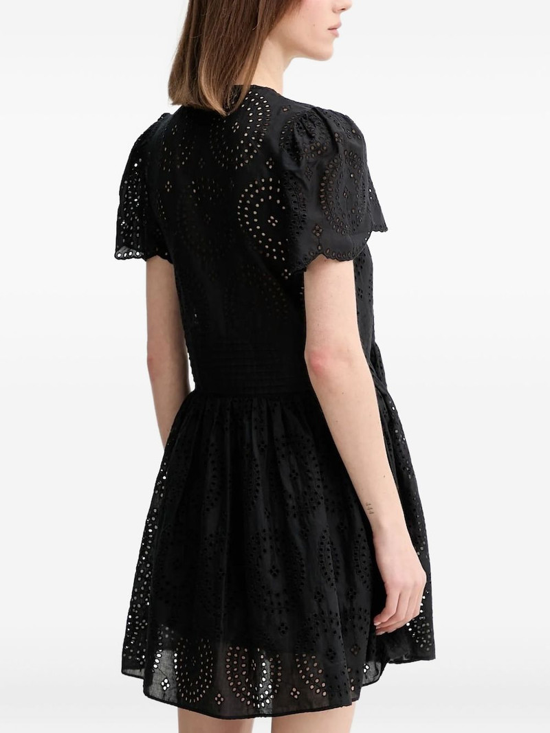 BOSS eyelet-embroidered puff-sleeve mini dress outlook