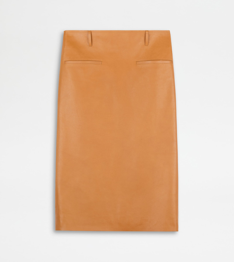 SKIRT IN LEATHER - ORANGE 1