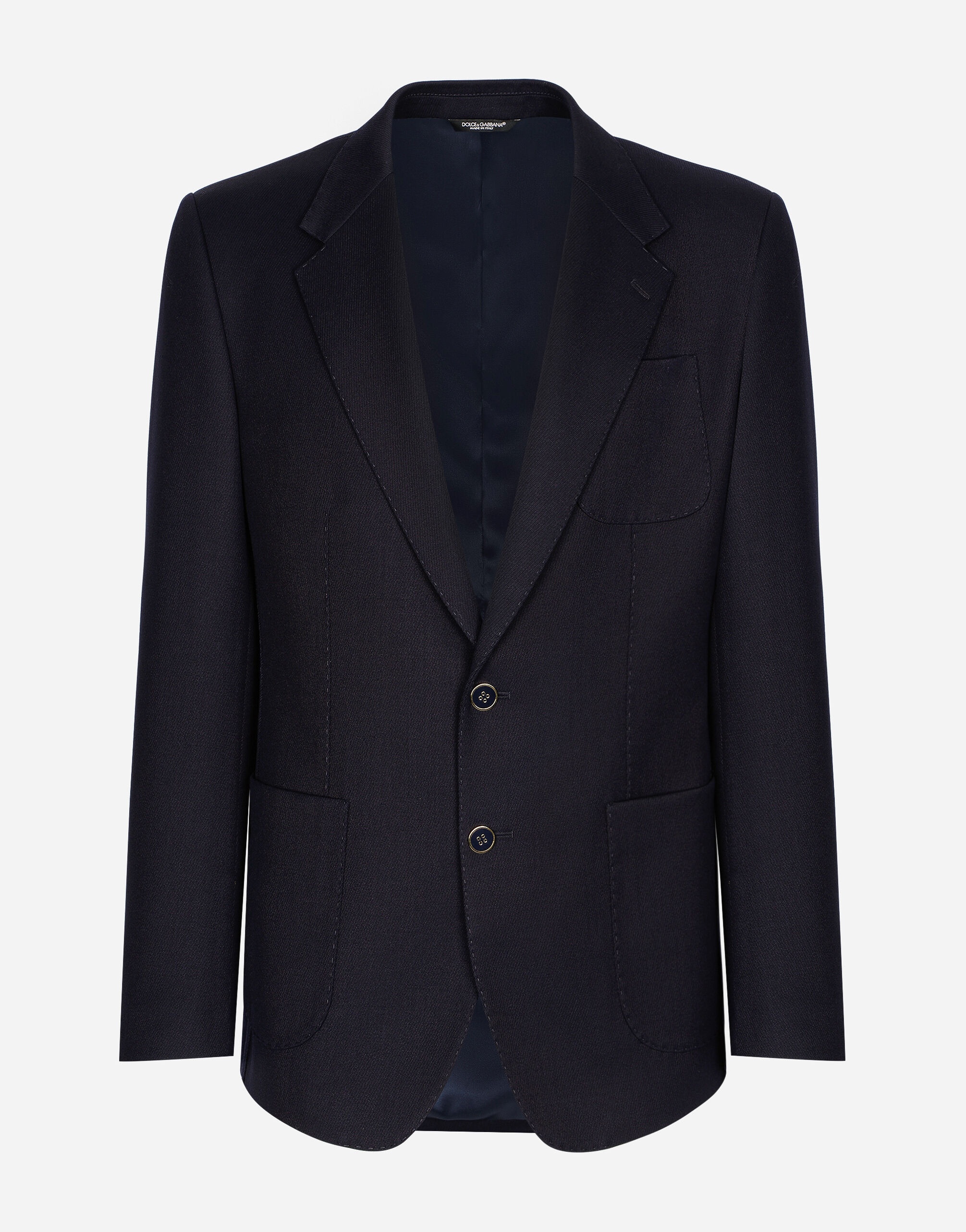 Single-breasted stretch wool tricotine jacket - 1