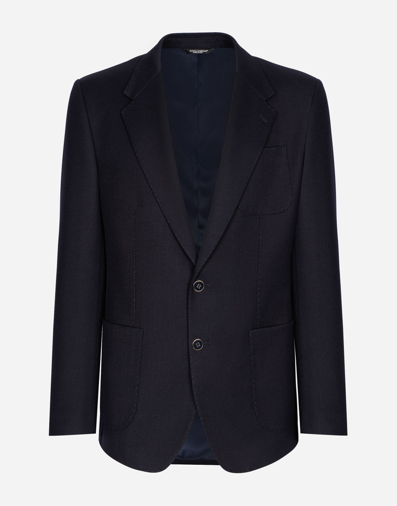 Single-breasted stretch wool tricotine jacket 1