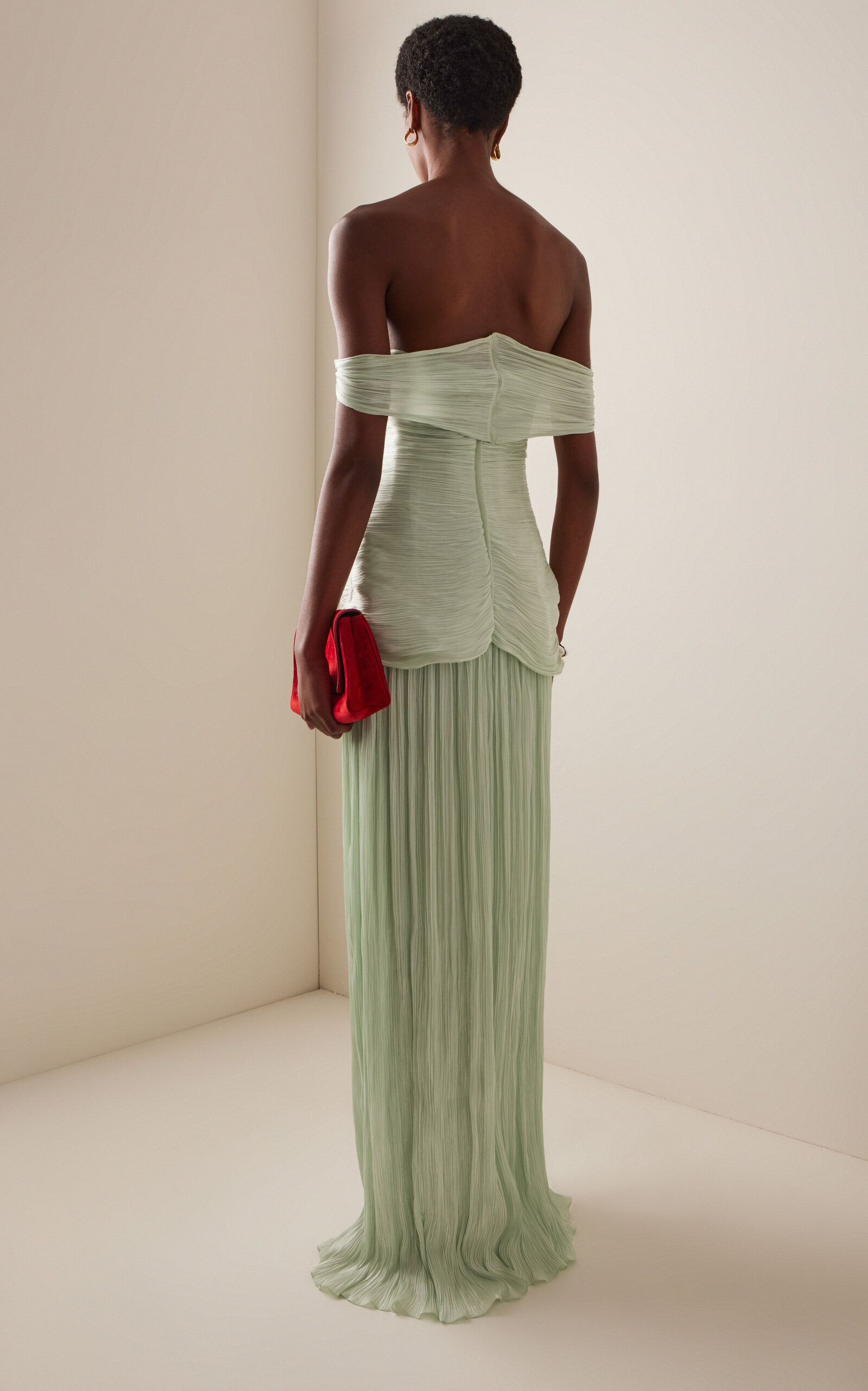 Ruched Silk-Satin Gown green - 4