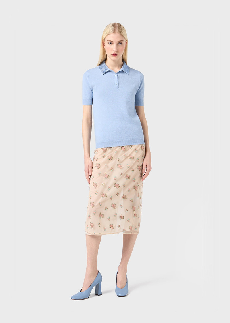 Blumarine CASHMERE WOOL POLO SHIRT WITH RHINESTONES outlook