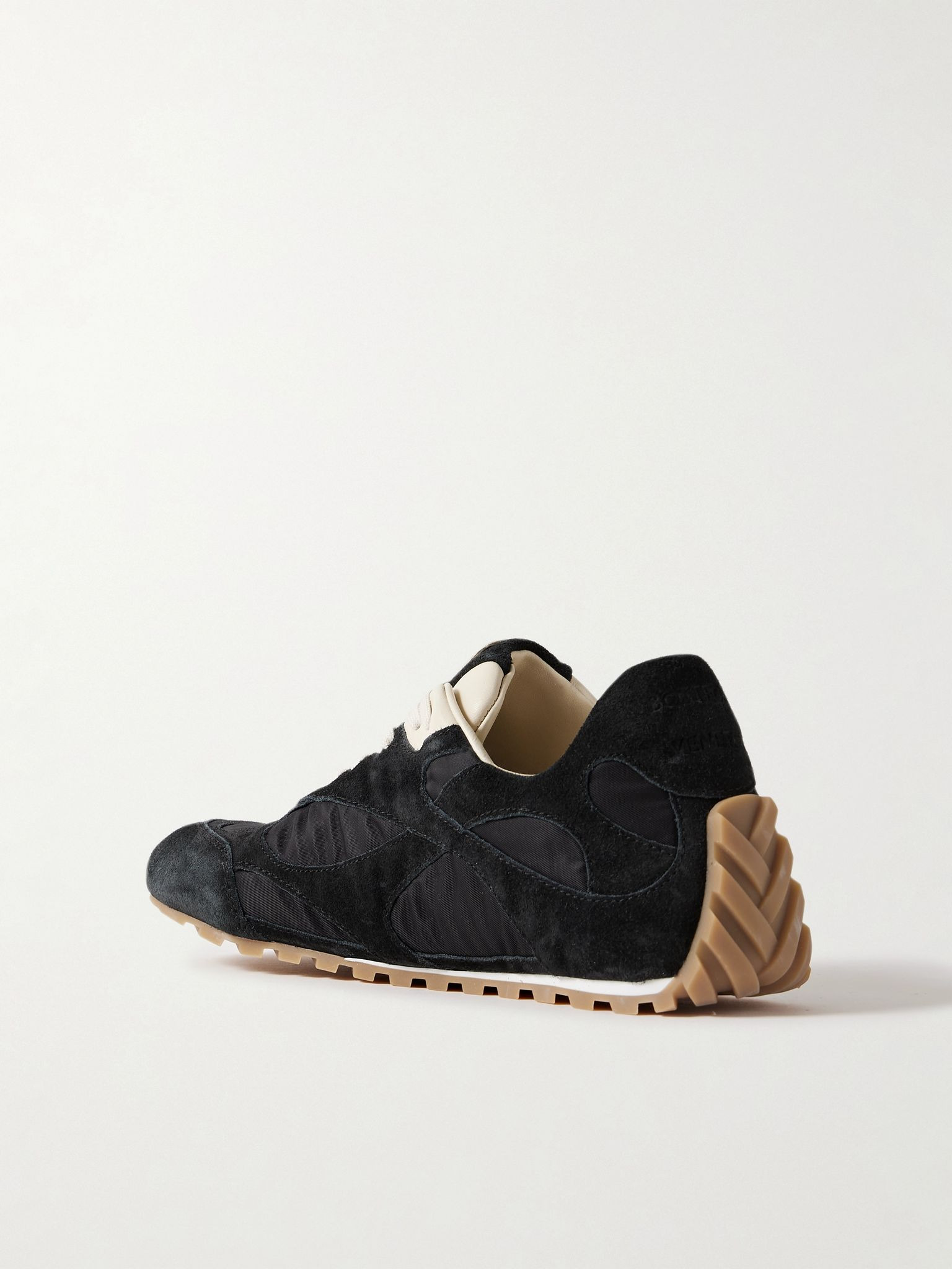 Orbit leather-trimmed suede and shell sneakers Black - 3